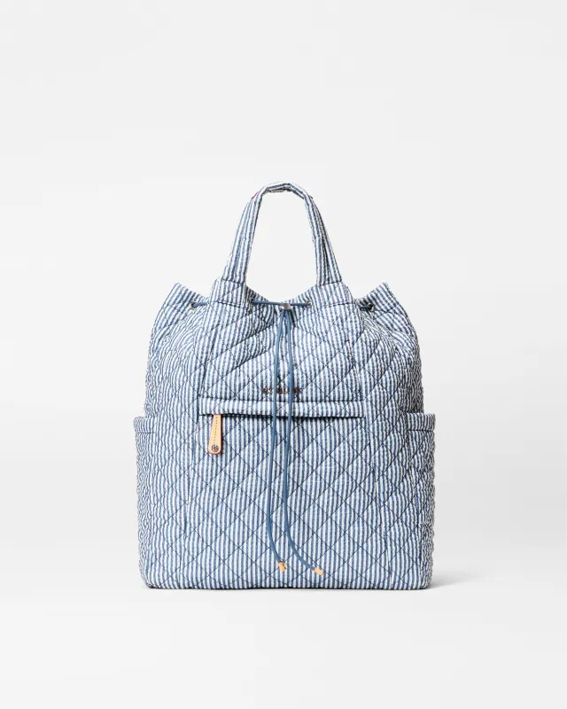 Seersucker Metro Convertible Backpack made by MZ Wallace