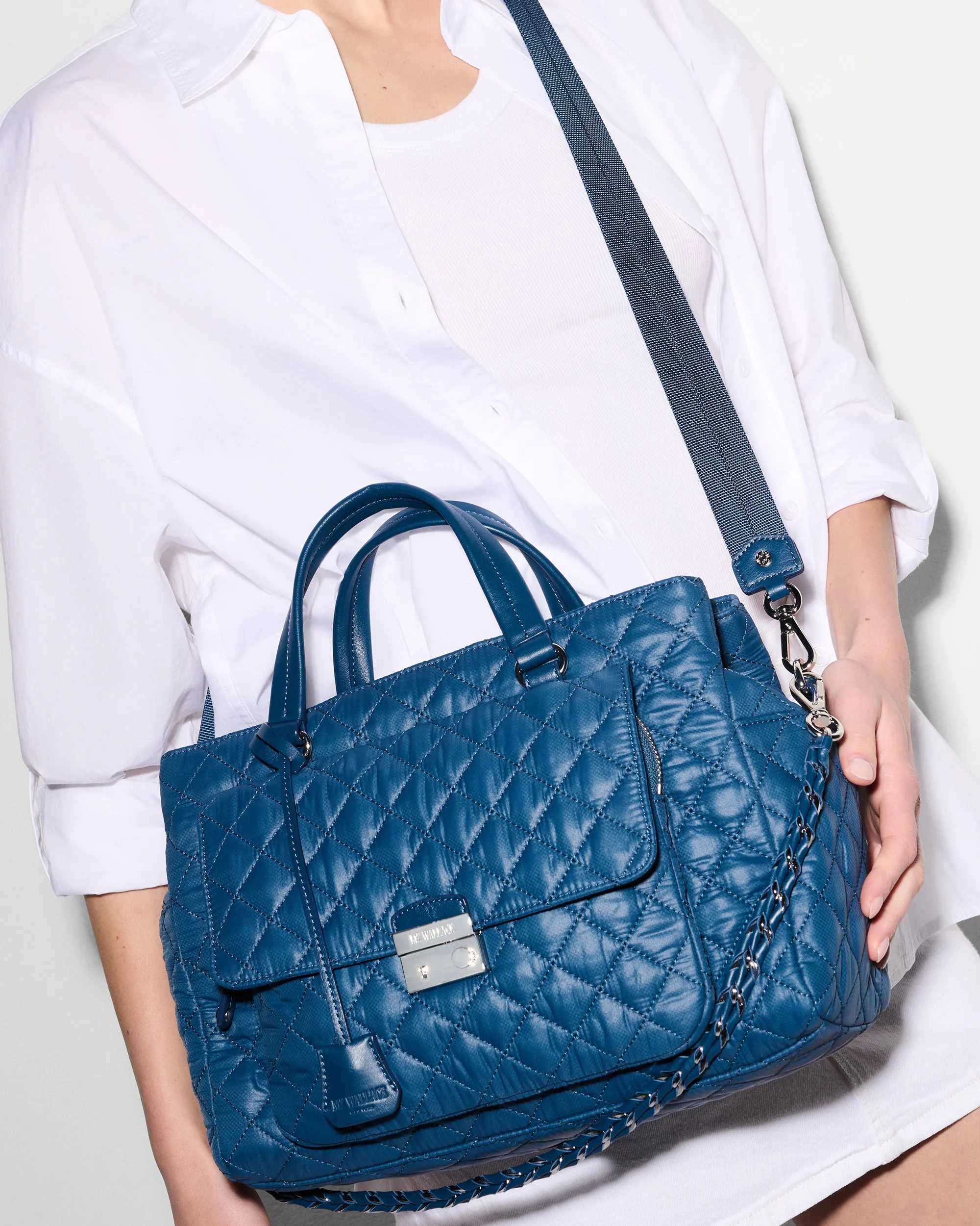 French Blue Crosby Lock Satchel sold by MZ Wallace product image thumbnail 5