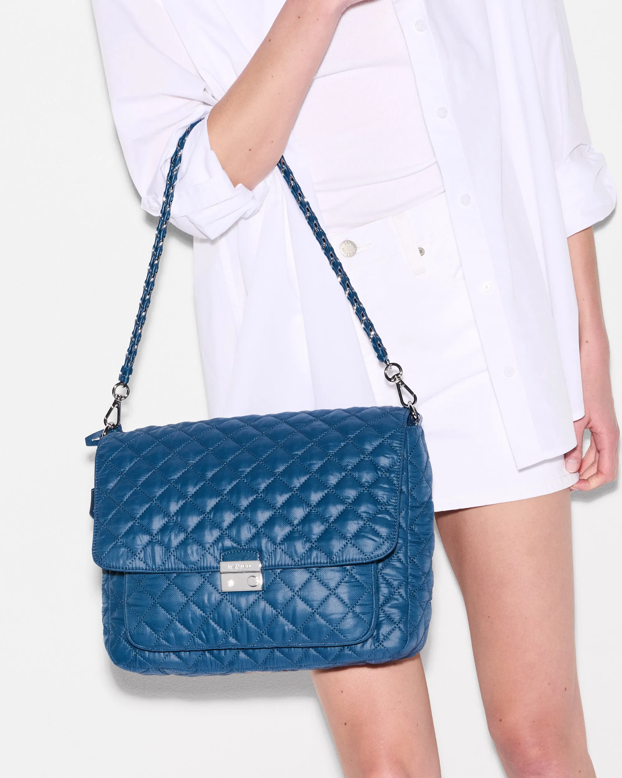 French Blue Large Crosby Lock Crossbody sold by MZ Wallace product image thumbnail 5