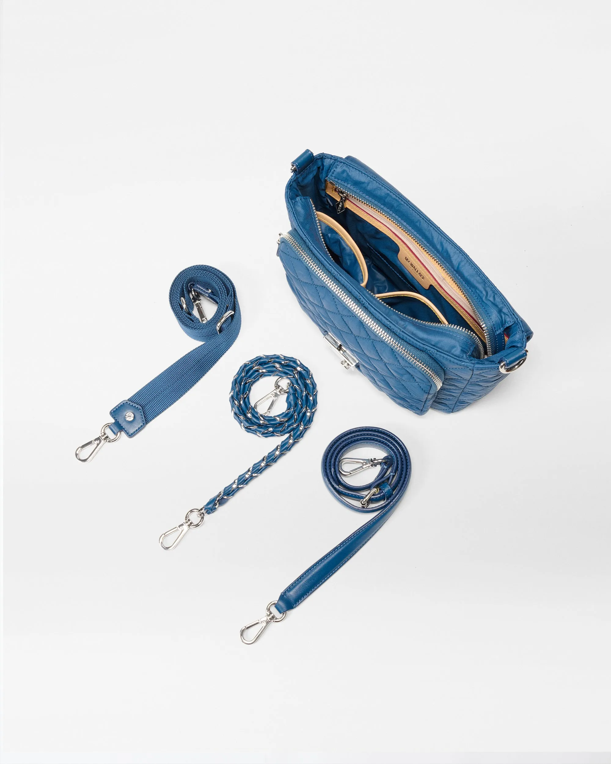 French Blue Medium Crosby Lock Crossbody sold by MZ Wallace product image thumbnail 4