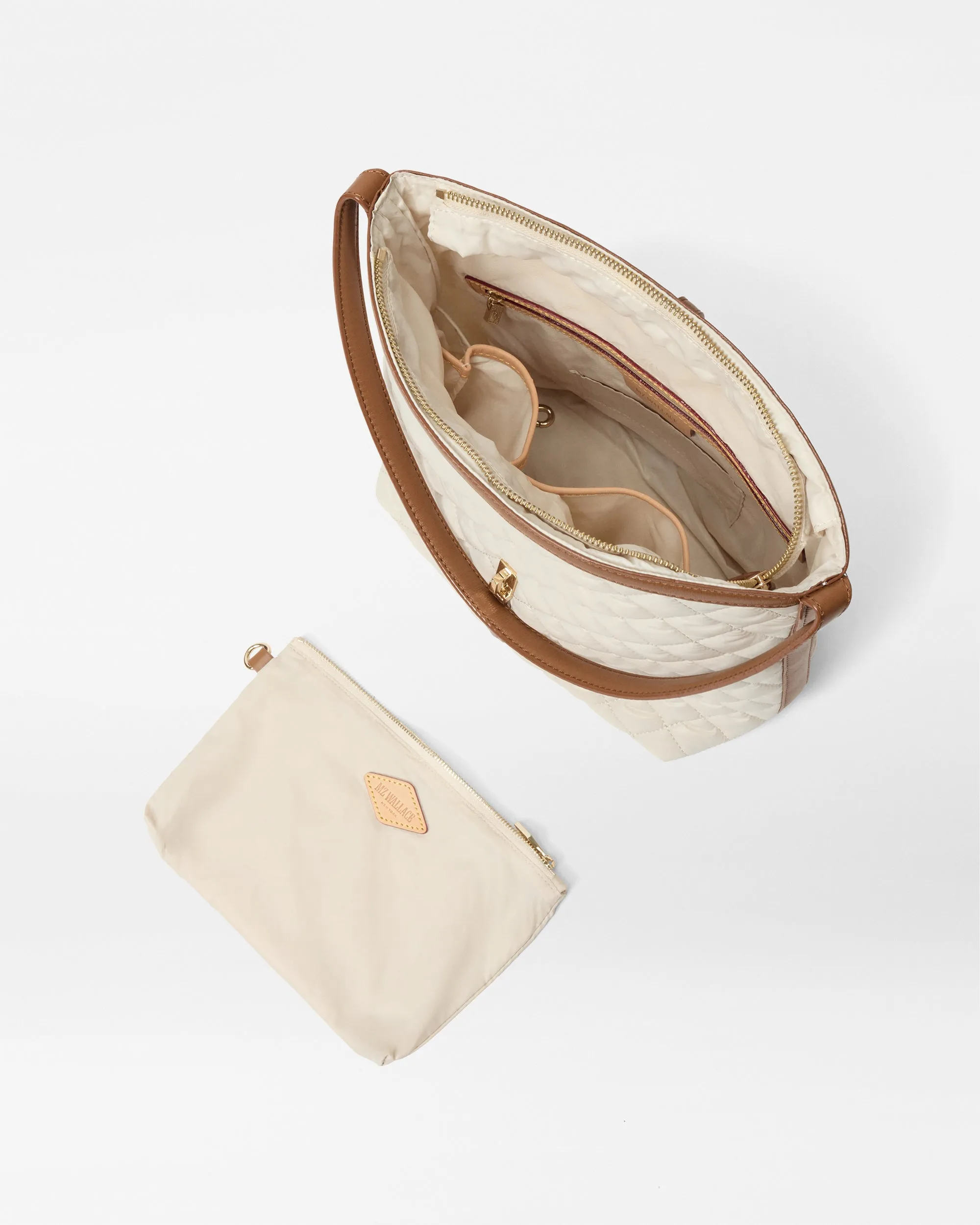 Sandshell with Brown Small Astor Hobo sold by MZ Wallace product image thumbnail 4