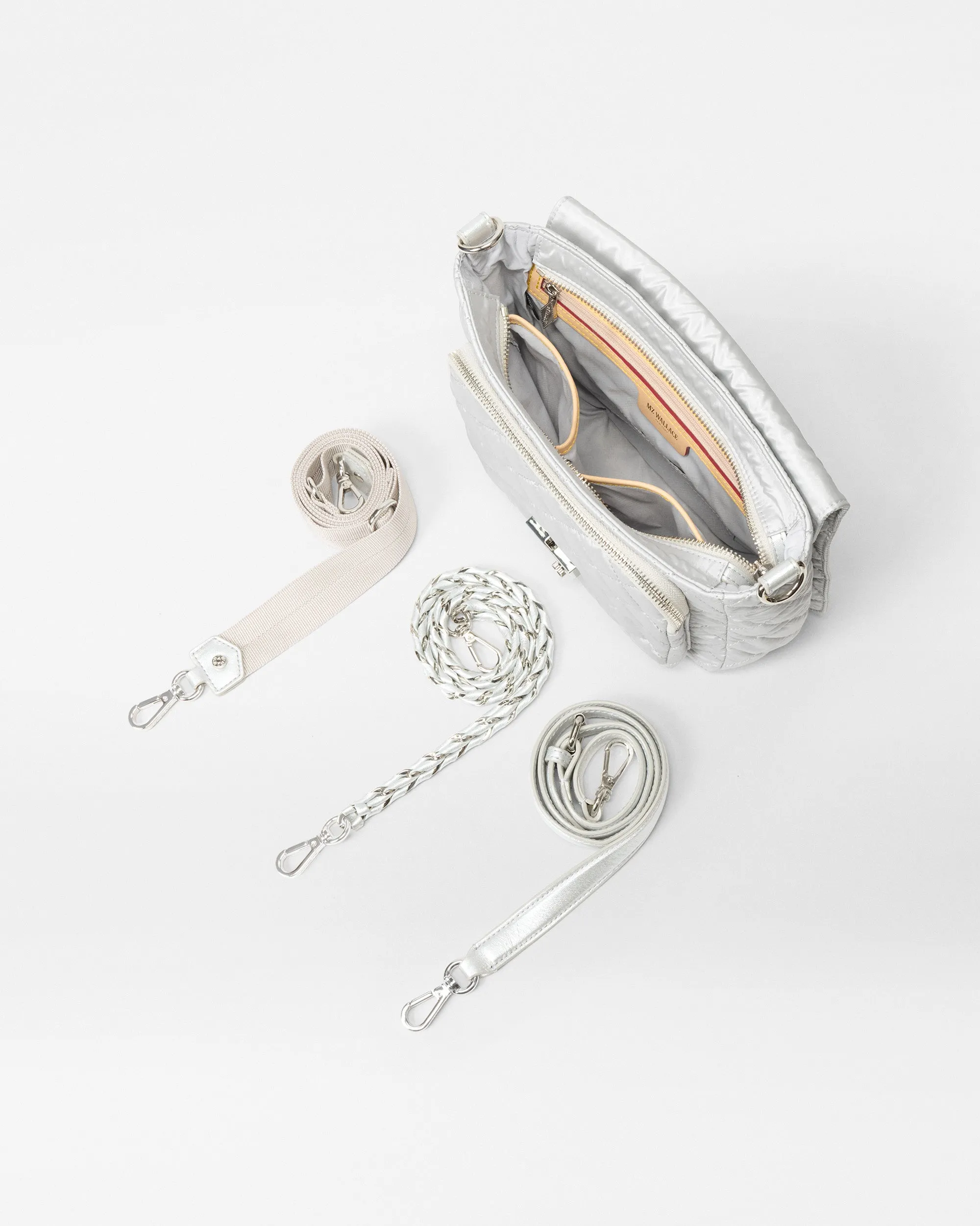 Oyster Metallic Medium Crosby Lock Crossbody sold by MZ Wallace product image thumbnail 4