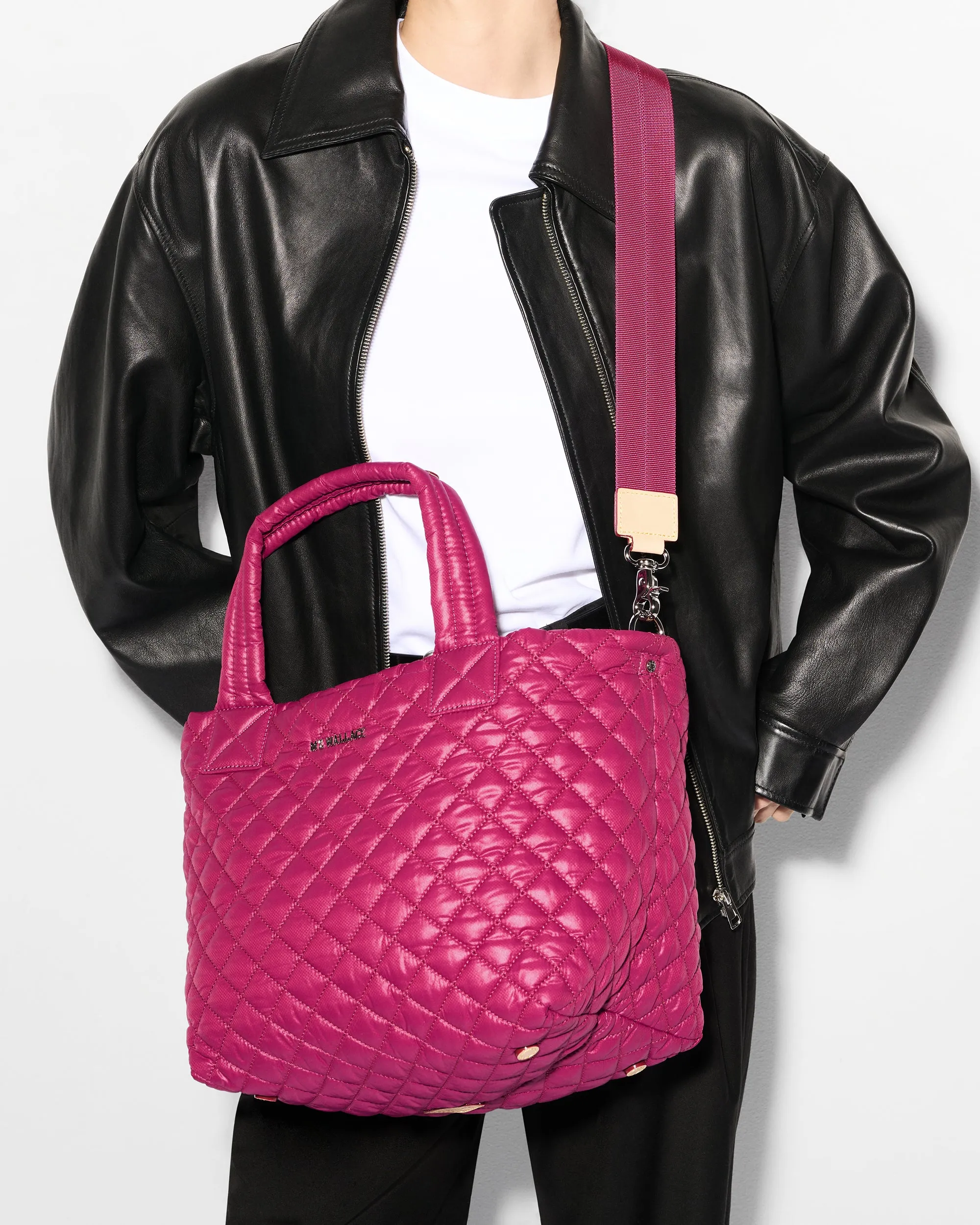 Raspberry Small Metro Tote Deluxe sold by MZ Wallace product image thumbnail 4