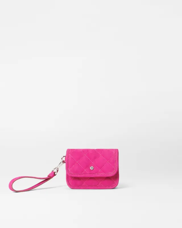 Raspberry Nubuck Metro Snap Wristlet- Leather sold by MZ Wallace