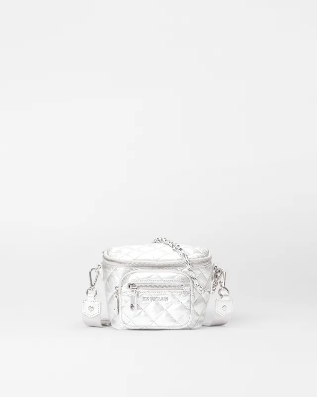 Silver Leather Micro Crosby Sling Bag sold by MZ Wallace