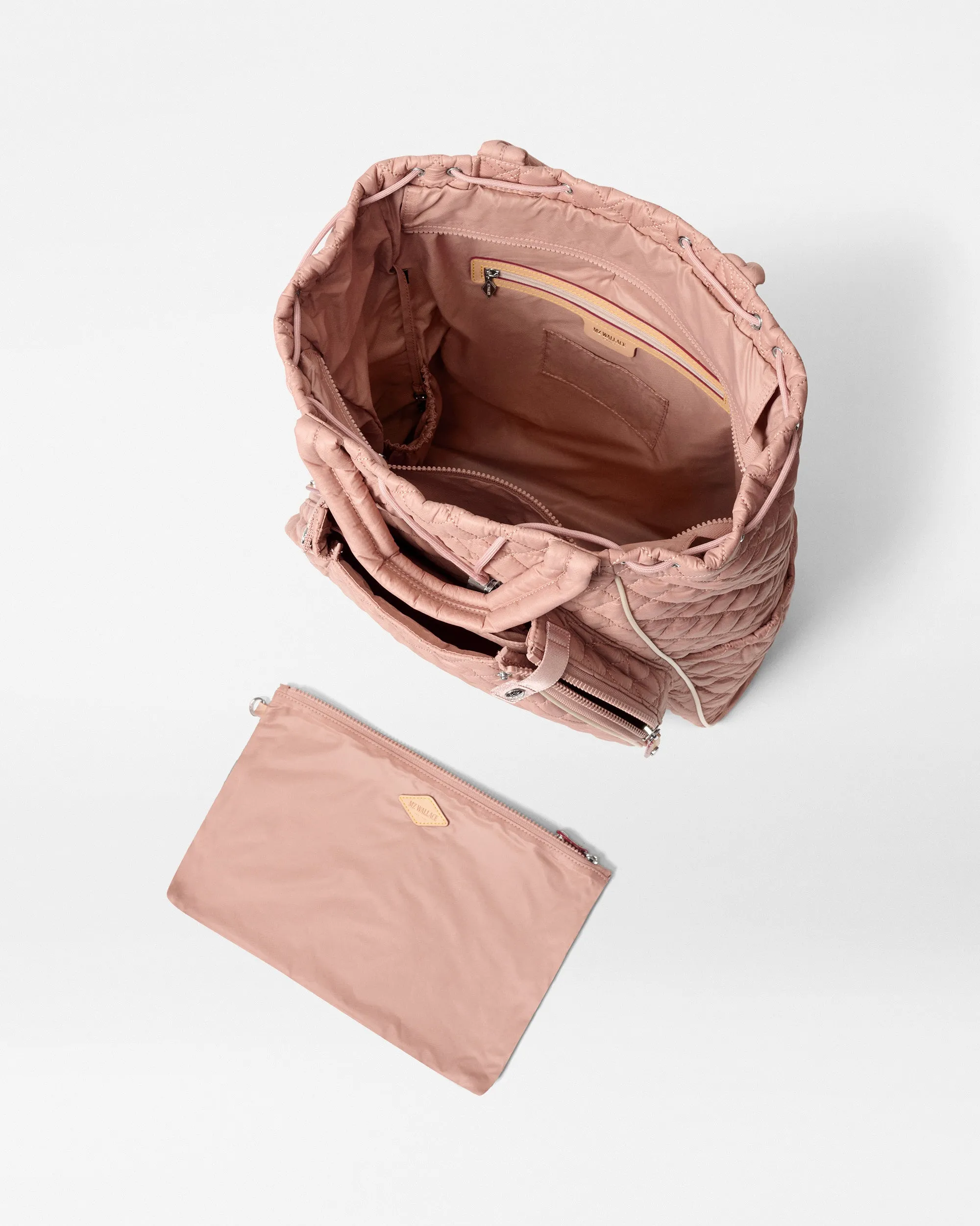 Dusty Rose/Ecru Doubles Tennis Convertible Backpack sold by MZ Wallace product image thumbnail 4