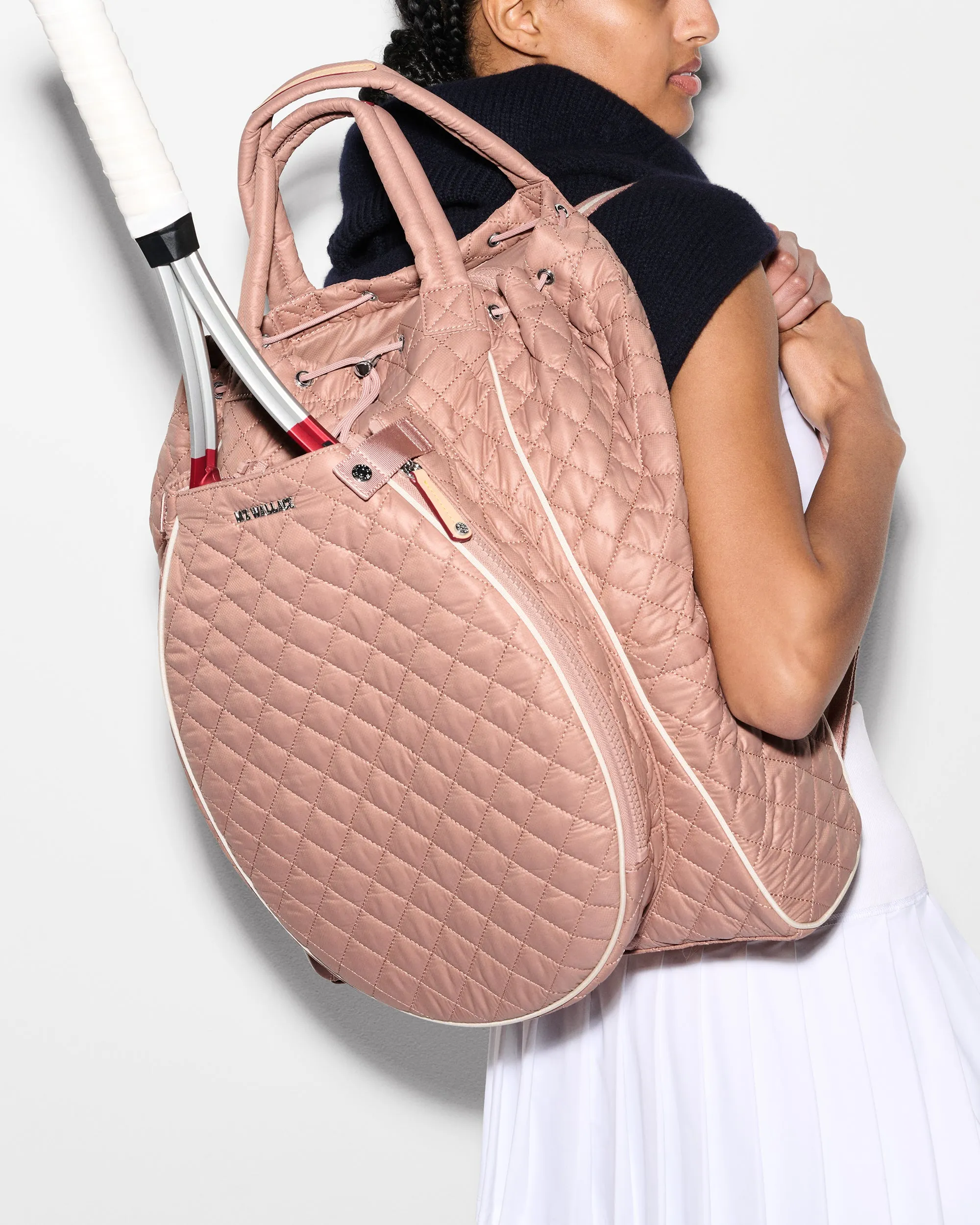 Dusty Rose/Ecru Doubles Tennis Convertible Backpack sold by MZ Wallace product image thumbnail 2