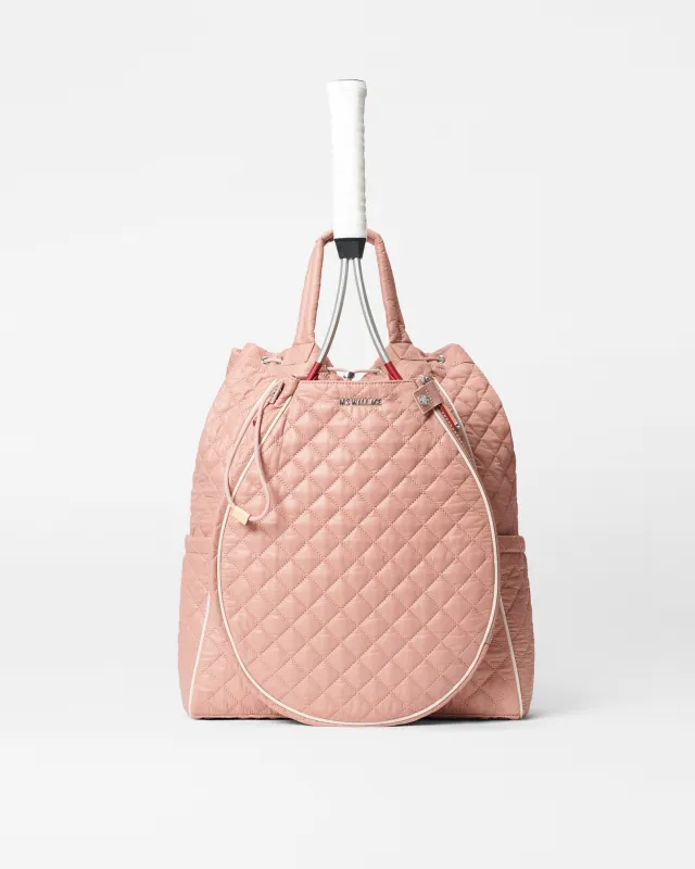 Dusty Rose/Ecru Doubles Tennis Convertible Backpack sold by MZ Wallace