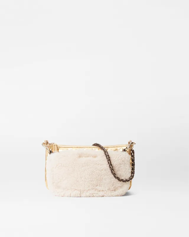 Shearling and Gold Metallic Leather Crosby Convertible Crossbody made by MZ Wallace