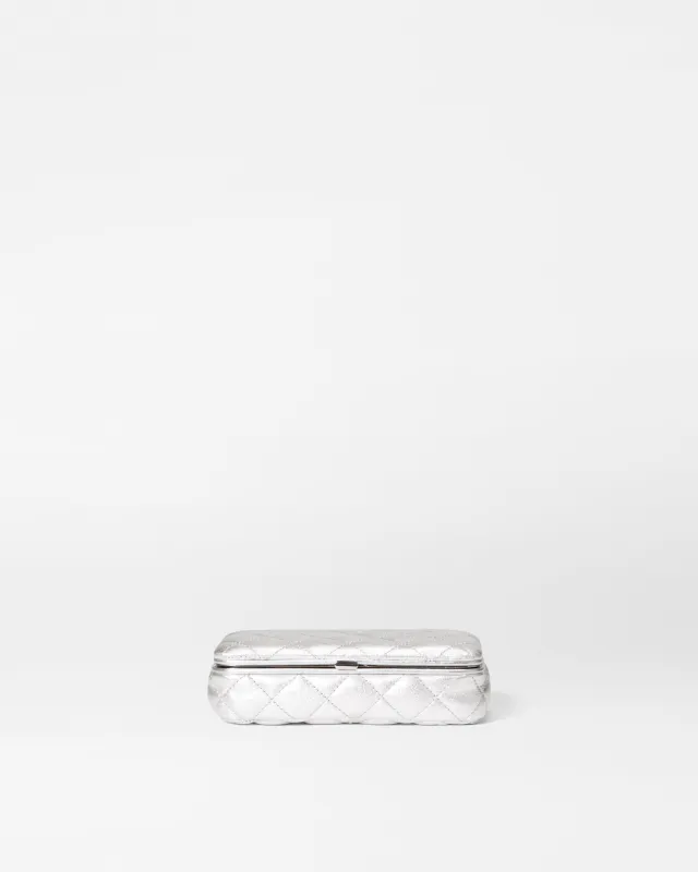 Silver Metallic Leather Medium Retro Frame Case sold by MZ Wallace