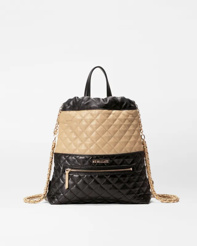Black and Camel Crosby Audrey Backpack sold by MZ Wallace