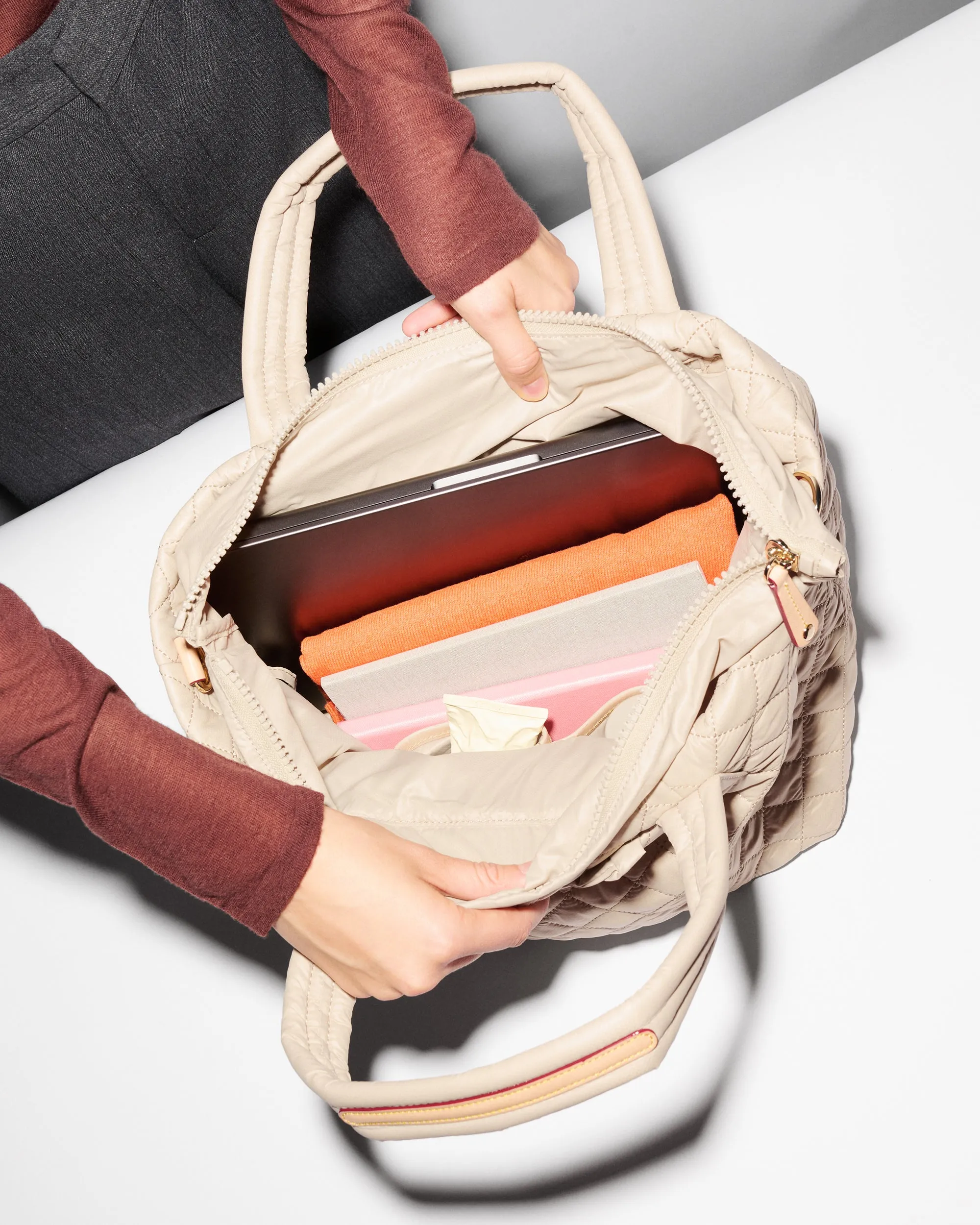 Buff Small Metro Tote Deluxe sold by MZ Wallace product image thumbnail 5