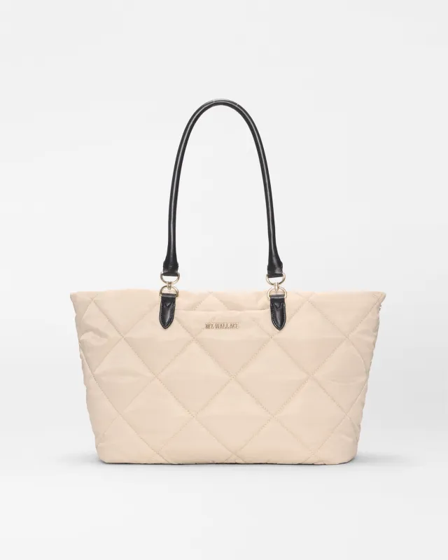 Buff/Black Medium Madison E/W Tote made by MZ Wallace
