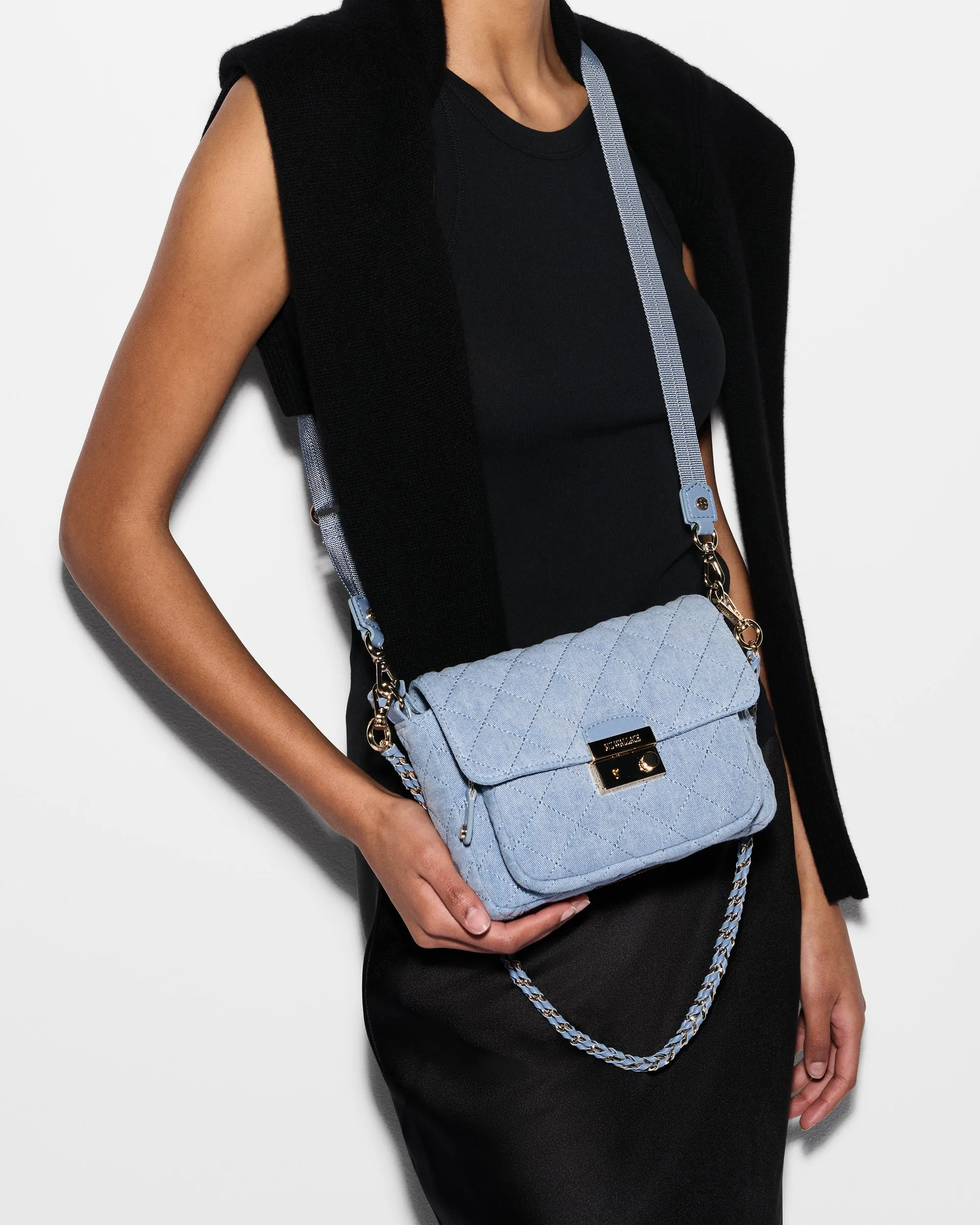 True Light Denim Small Crosby Lock Crossbody sold by MZ Wallace product image thumbnail 5