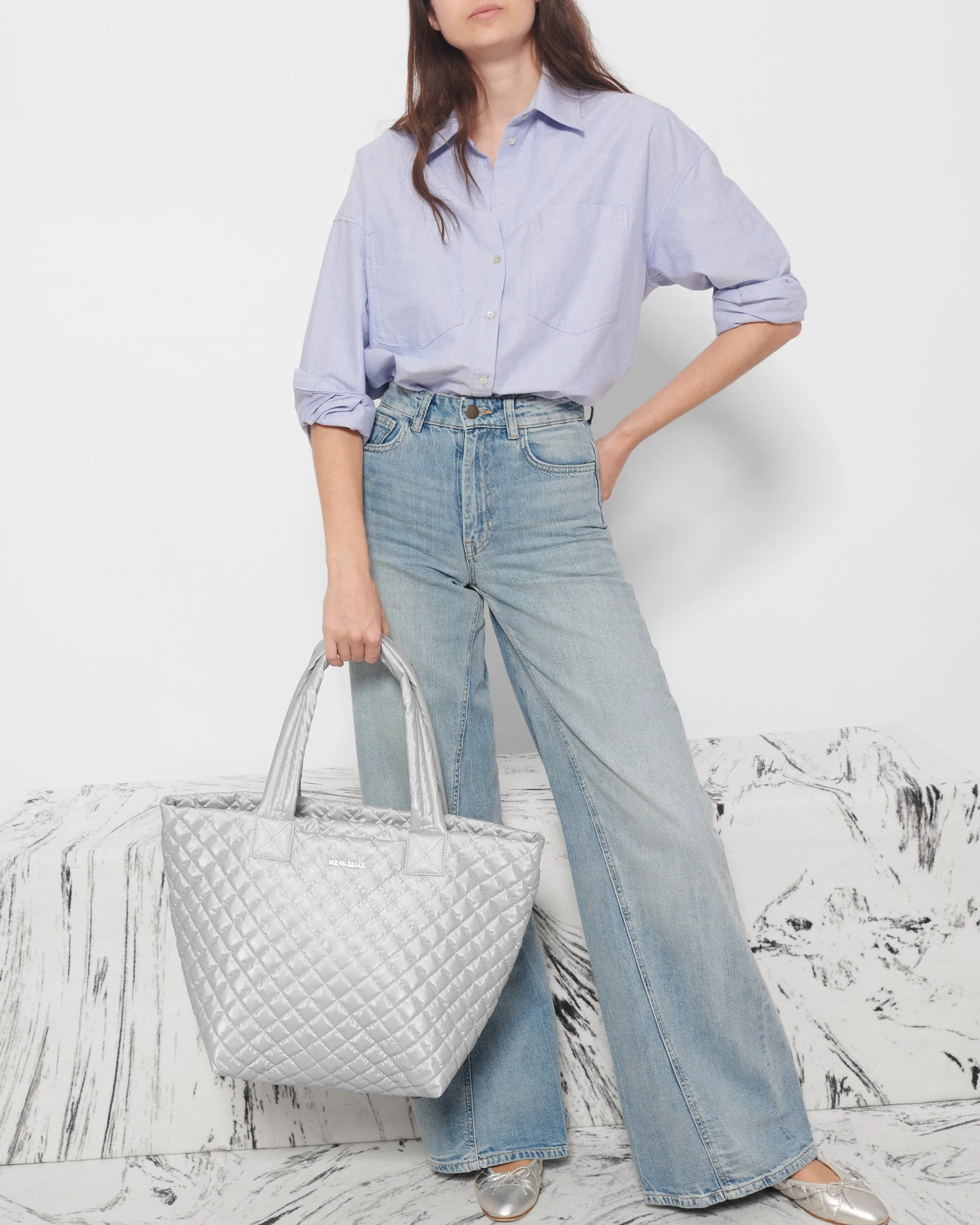 Oyster Metallic Medium Metro Tote Deluxe sold by MZ Wallace product image thumbnail 2