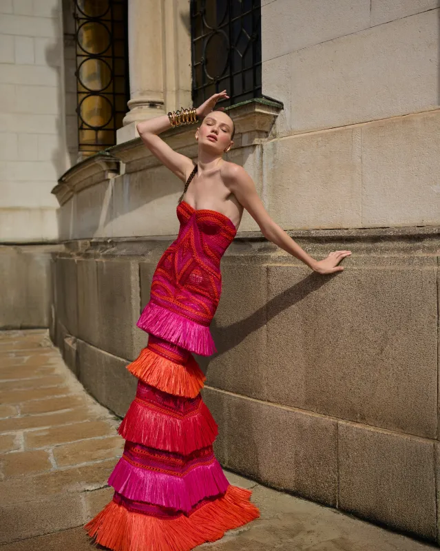 Raffia Strapless Fit and Flare Gown sold by Naeem Khan