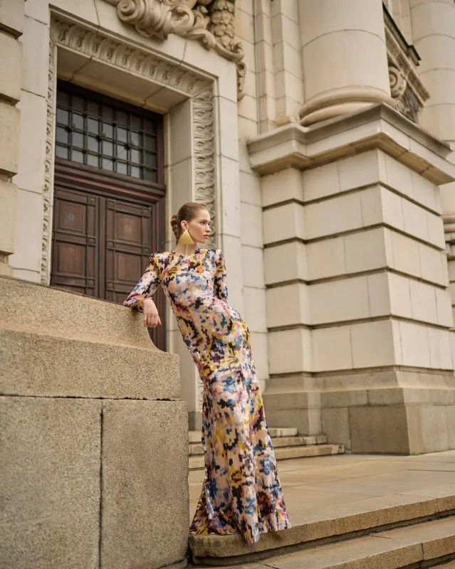 Sequin Long Sleeve Gown sold by Naeem Khan
