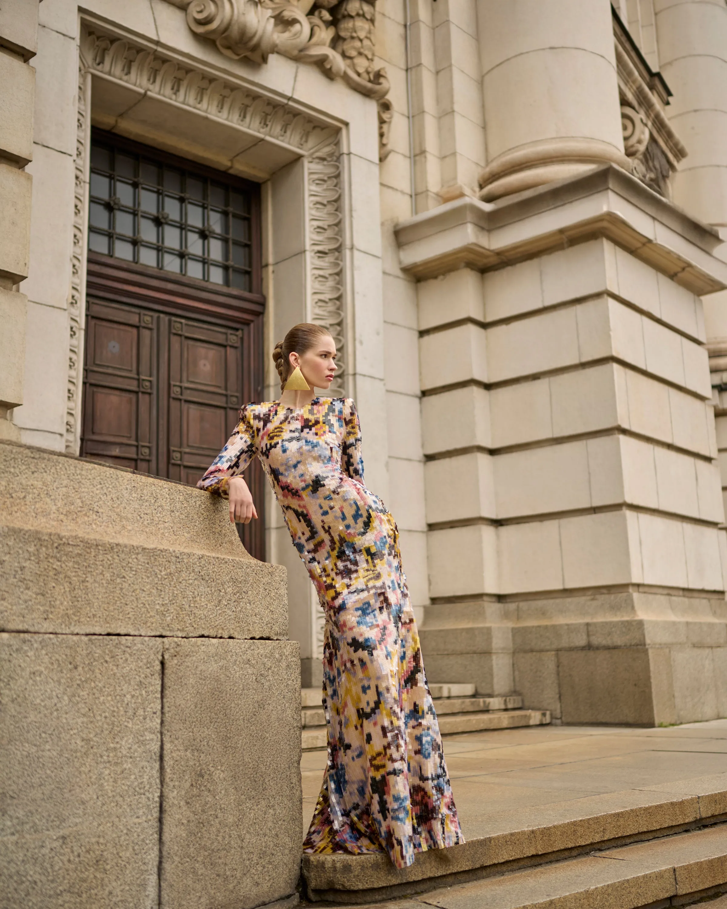 Sequin Long Sleeve Gown sold by Naeem Khan