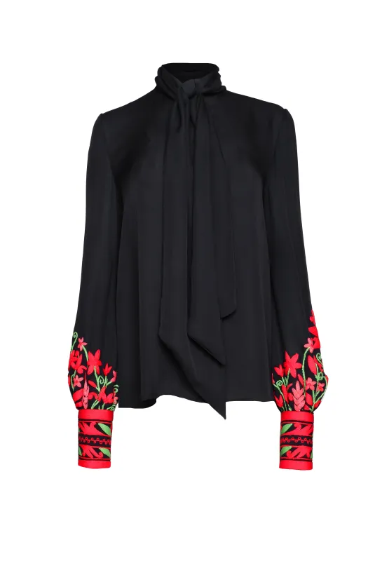 Embroidered Blouson Sleeve Blouse sold by Naeem Khan