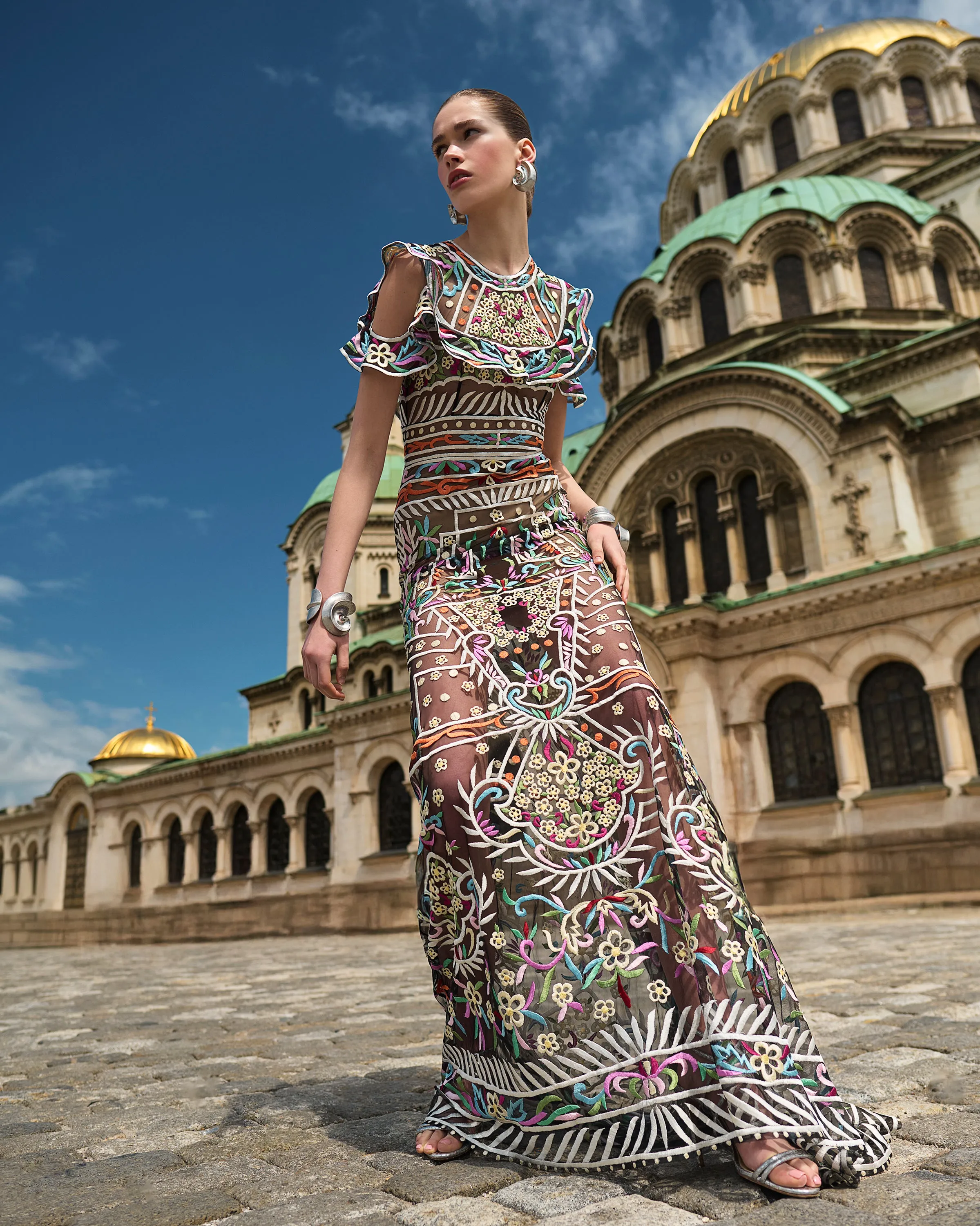 Embroidered Short Sleeve Gown sold by Naeem Khan