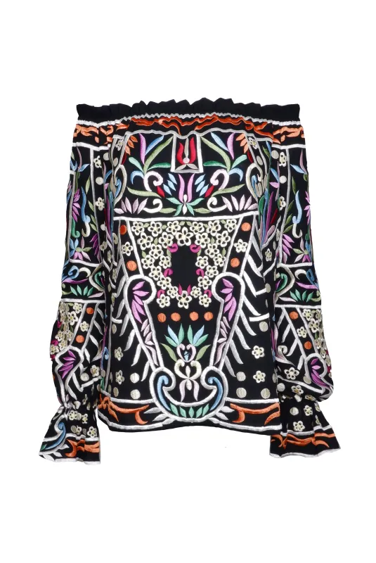Embroidered Off The Shoulder Blouse sold by Naeem Khan
