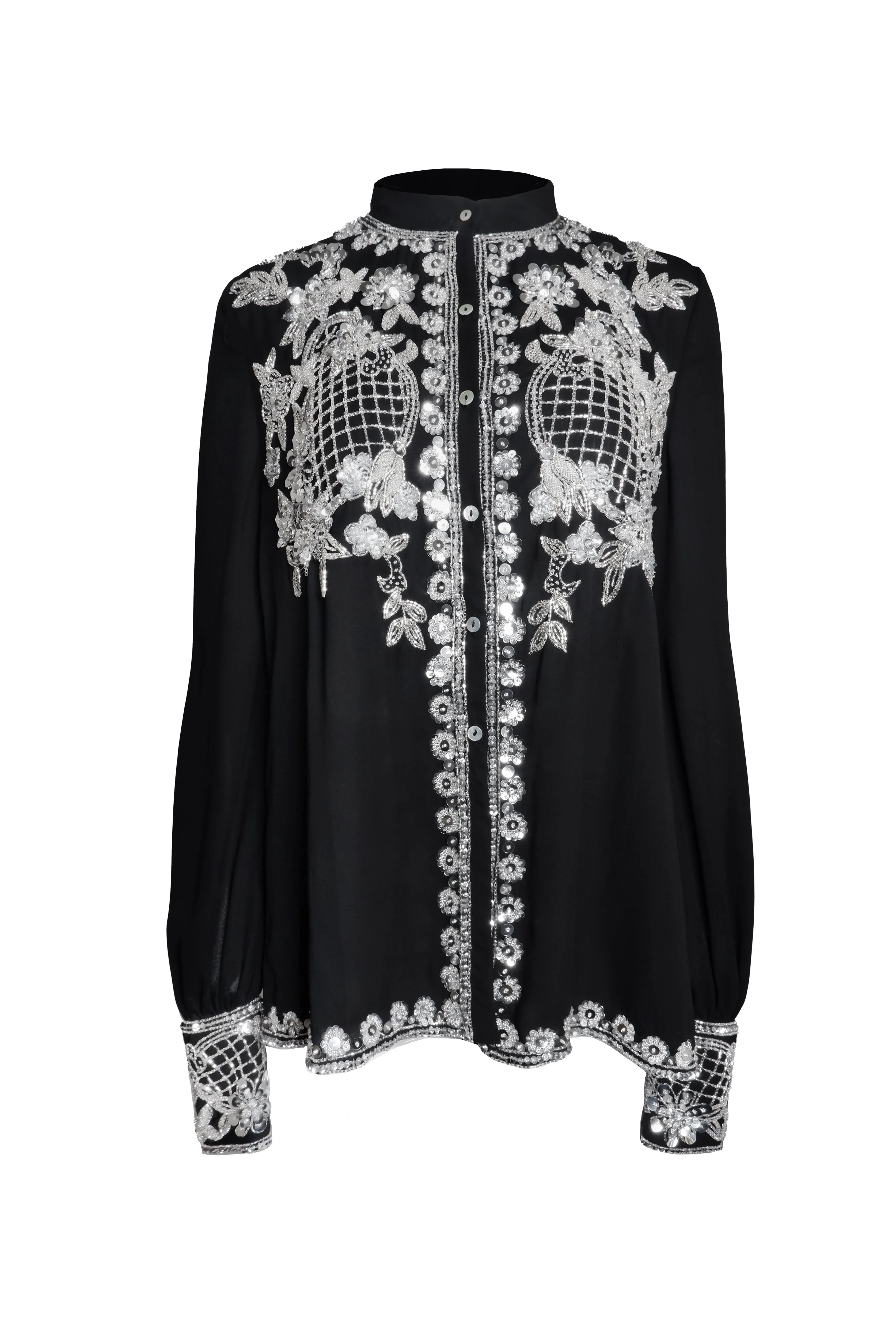 Embroidered Button Up Blouse sold by Naeem Khan product image thumbnail 2
