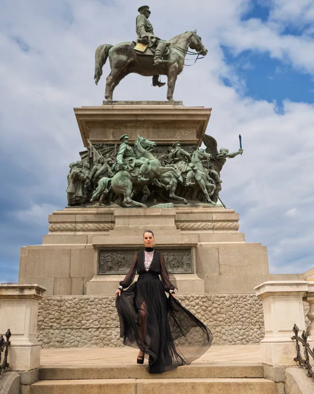 Embroidered Long Sleeve Chiffon Gown sold by Naeem Khan