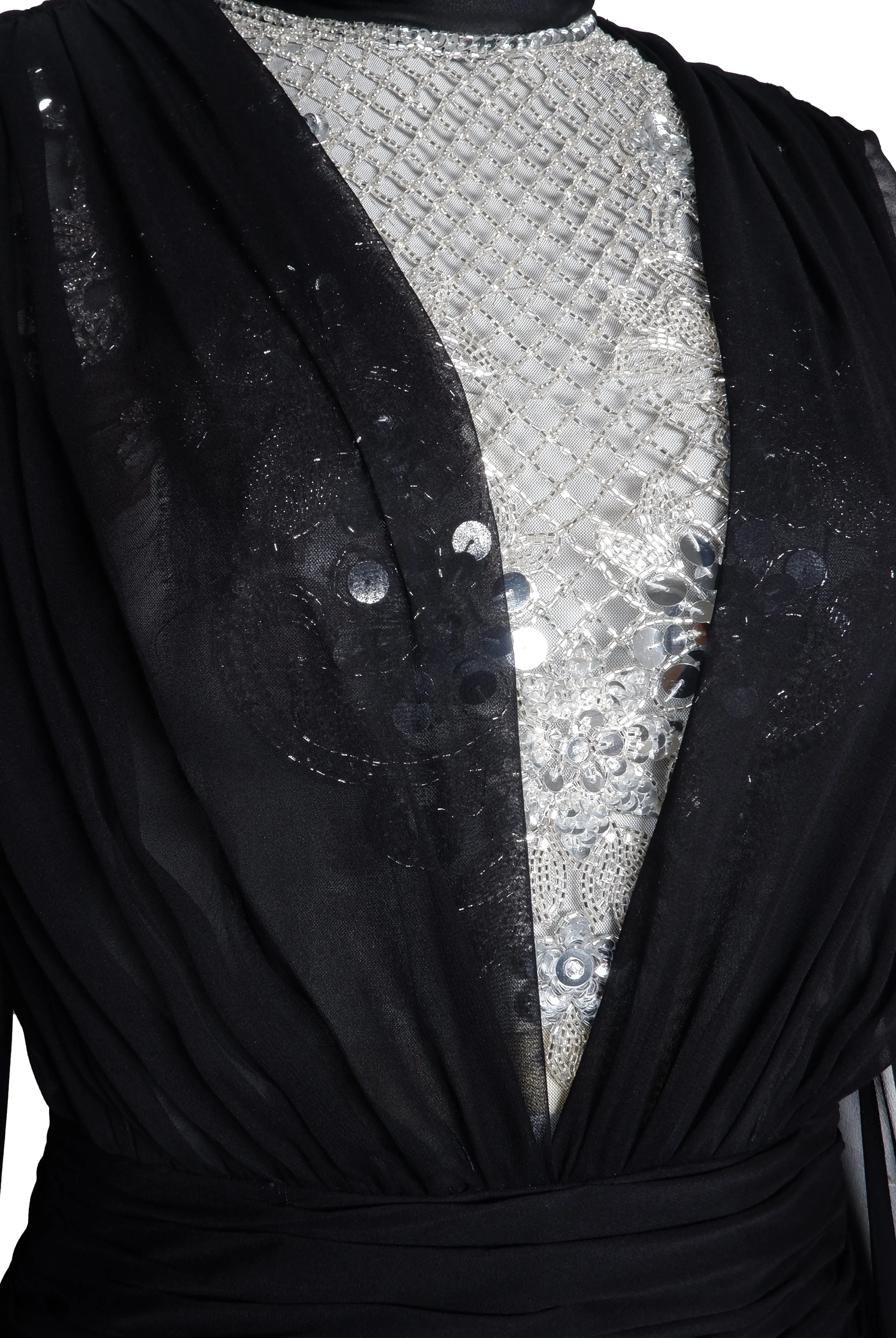 Embroidered Long Sleeve Chiffon Gown sold by Naeem Khan product image thumbnail 4