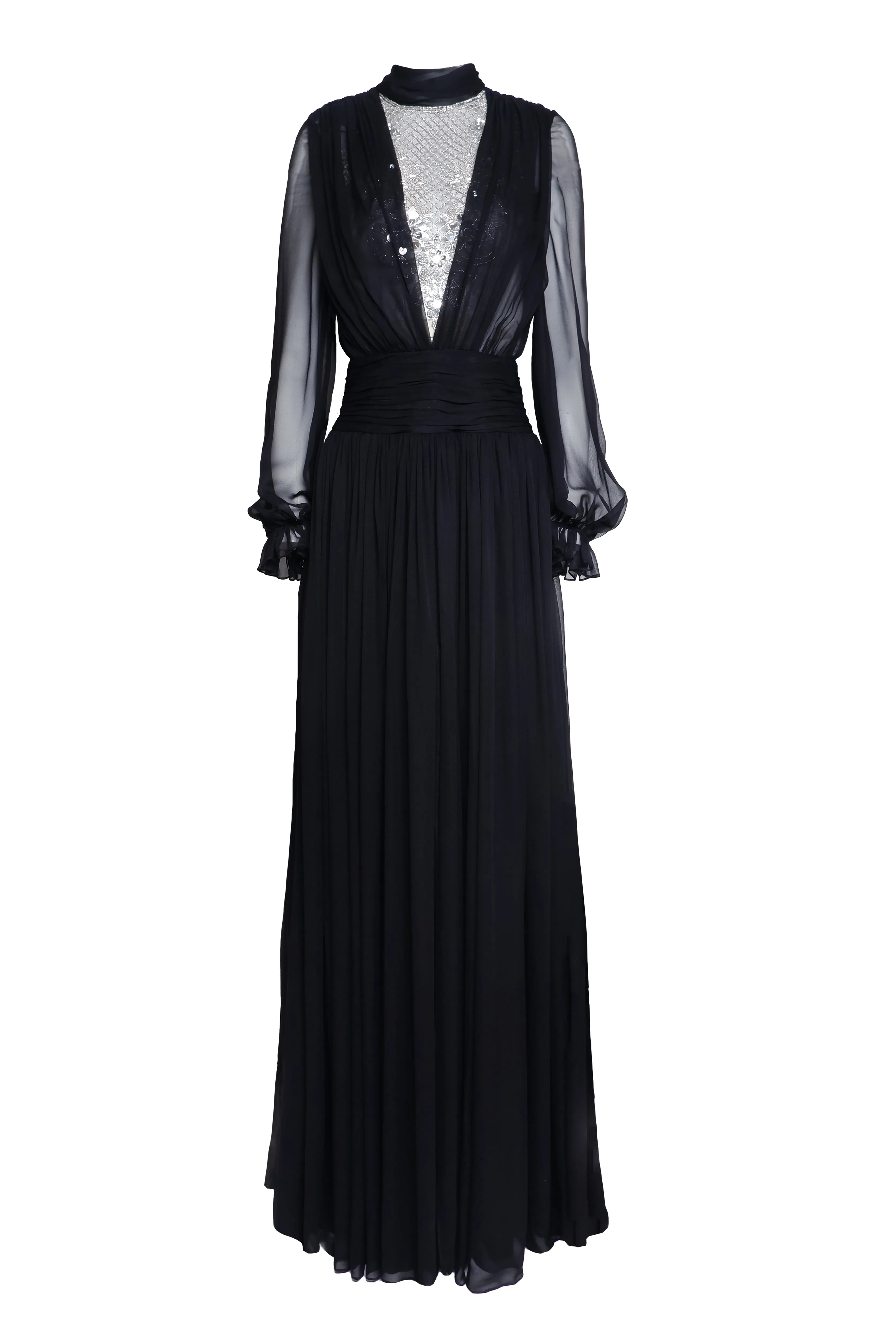 Embroidered Long Sleeve Chiffon Gown sold by Naeem Khan product image thumbnail 2