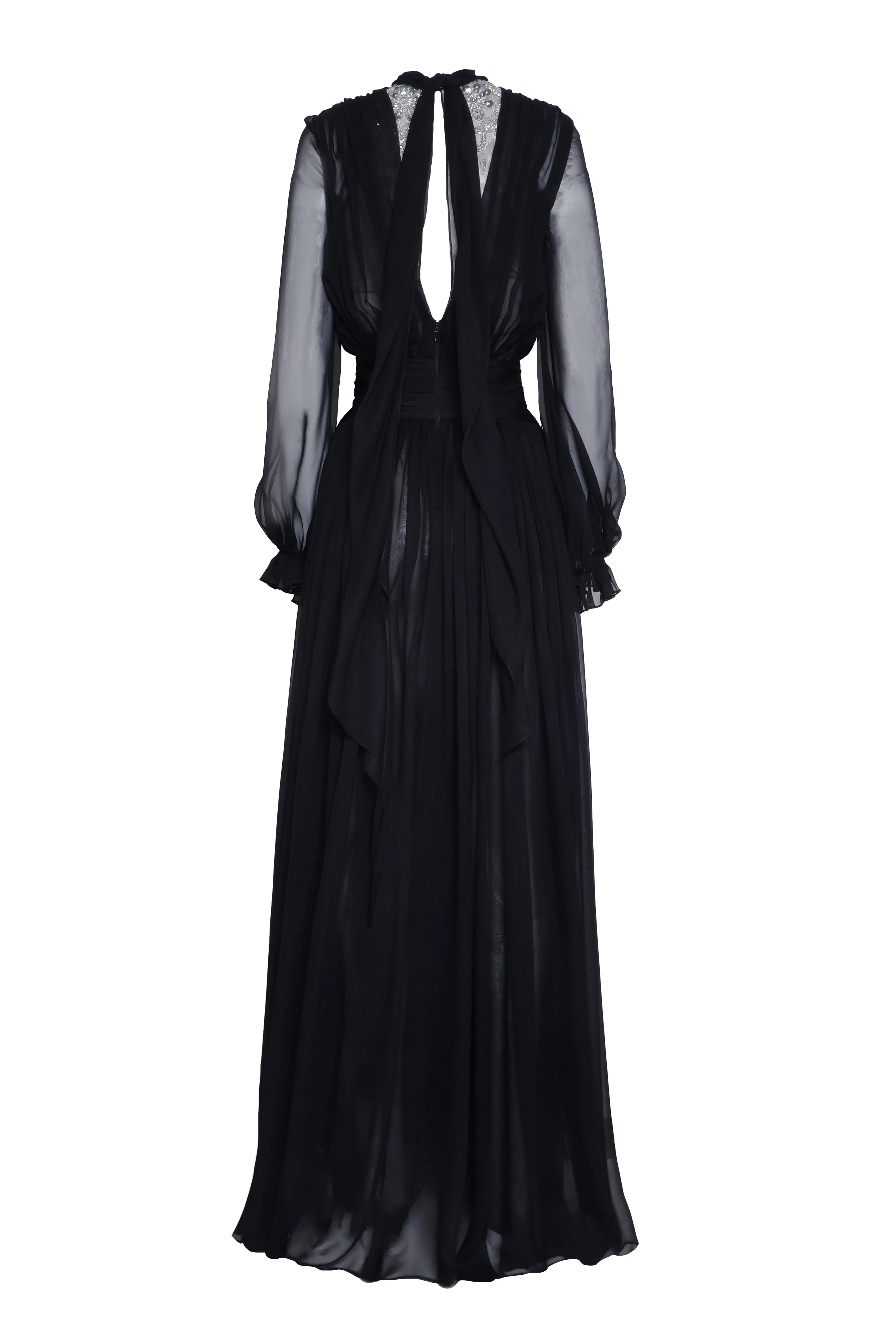 Embroidered Long Sleeve Chiffon Gown sold by Naeem Khan product image thumbnail 3