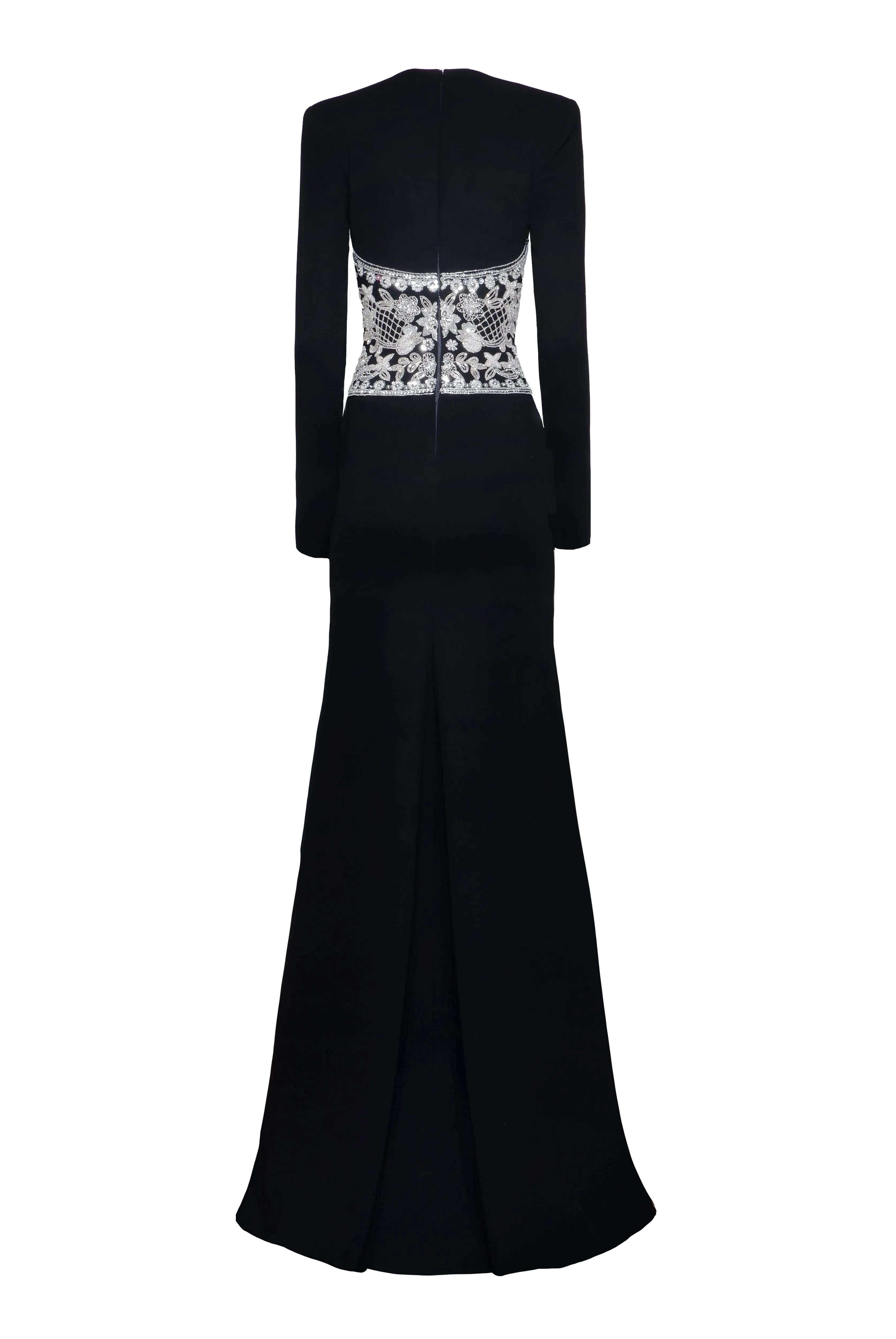 Embroidered Long Sleeve V Neck Gown sold by Naeem Khan product image thumbnail 2