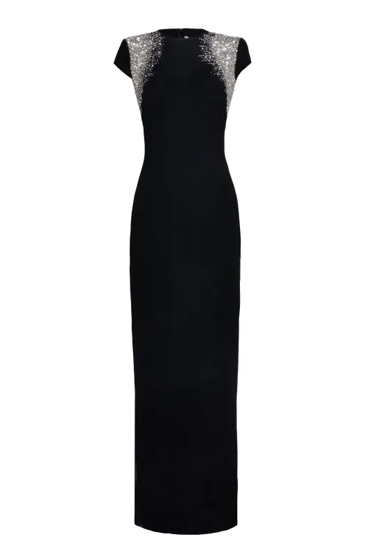 Crystal Detail Cap Sleeve Gown sold by Naeem Khan