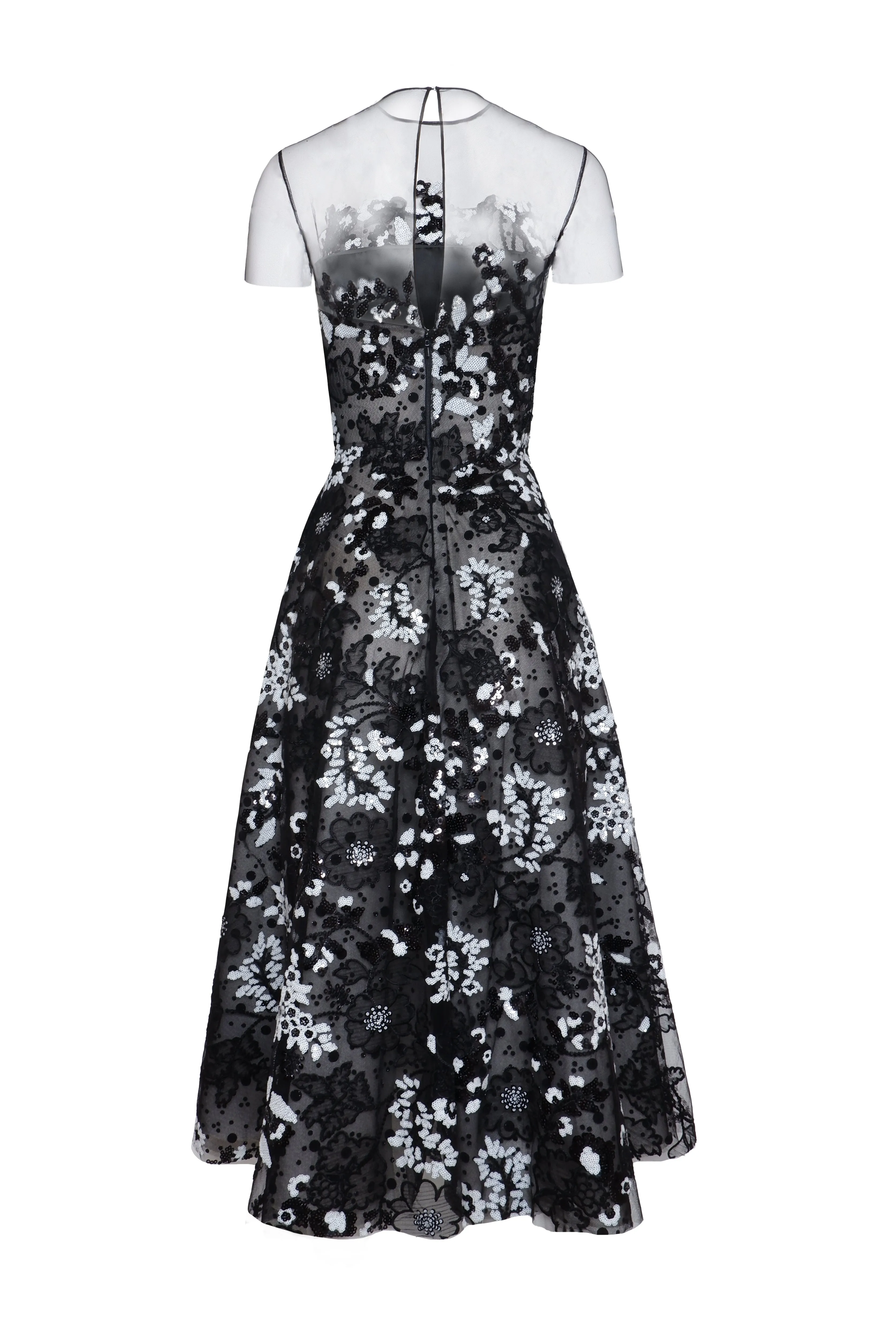 Floral Short Sleeve Illusion Neckline Cocktail Dress sold by Naeem Khan product image thumbnail 2