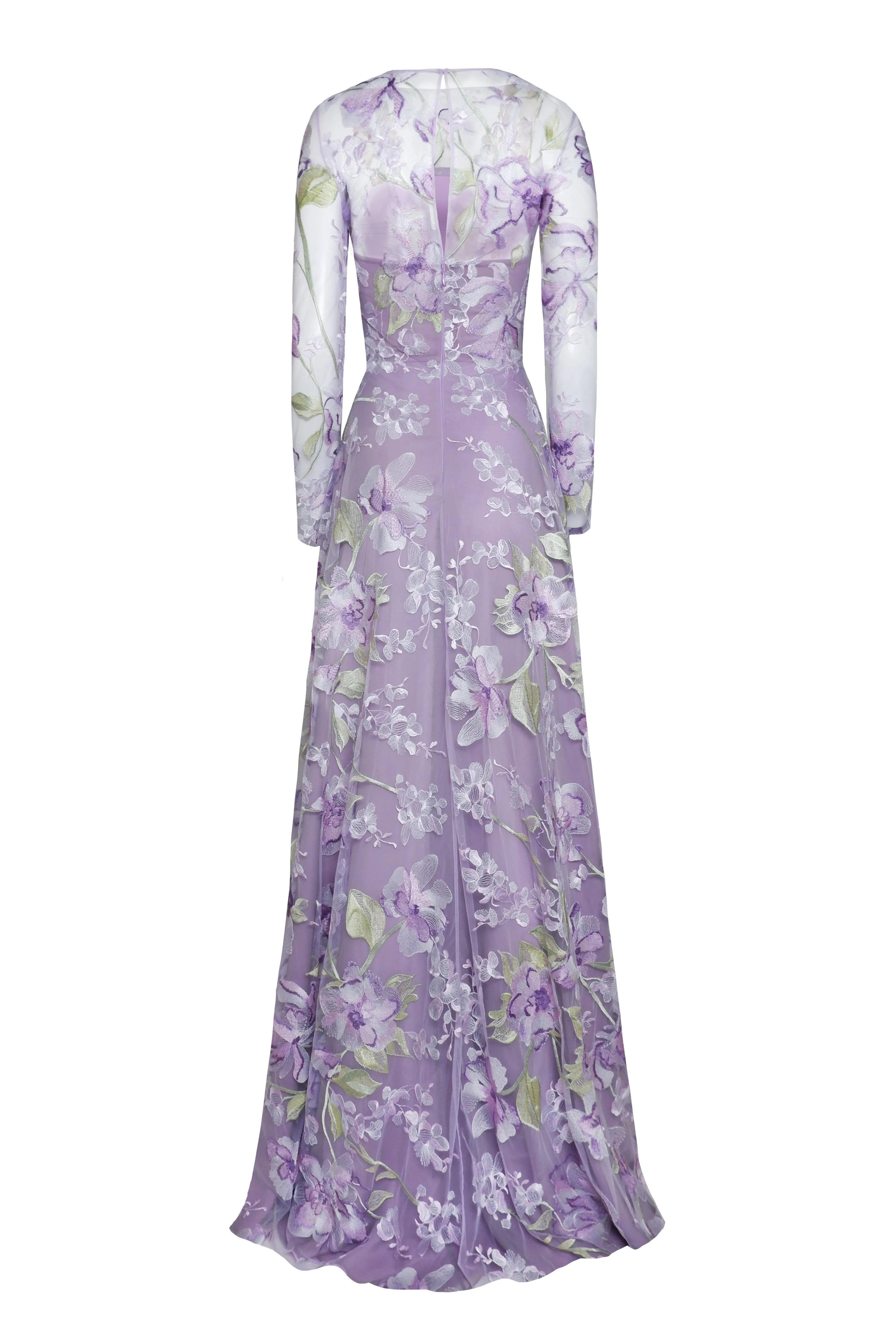 Floral Long Sleeve Illusion Neckline Gown sold by Naeem Khan product image thumbnail 2