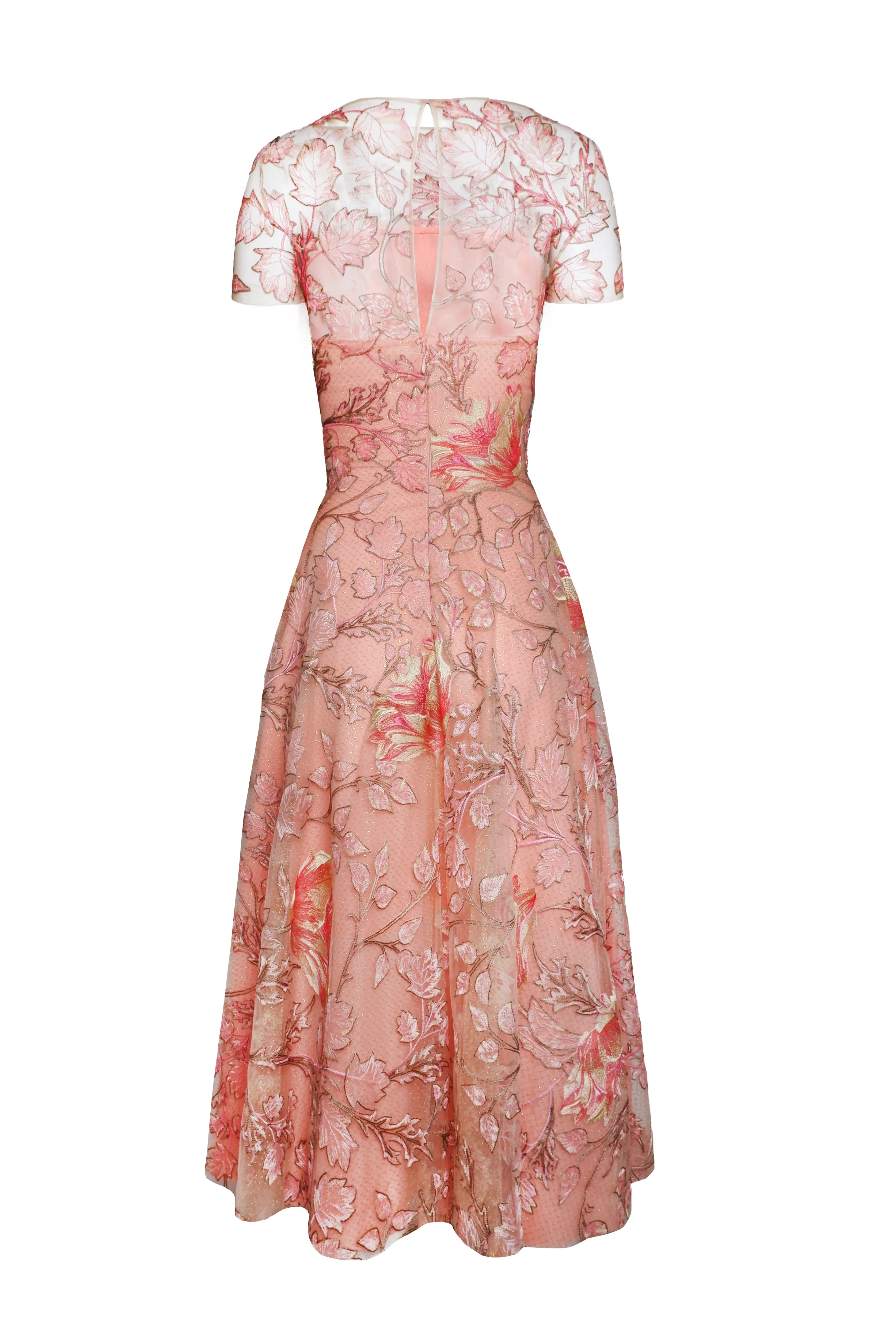 Floral Short Sleeve Illusion Neckline Cocktail Dress sold by Naeem Khan product image thumbnail 2