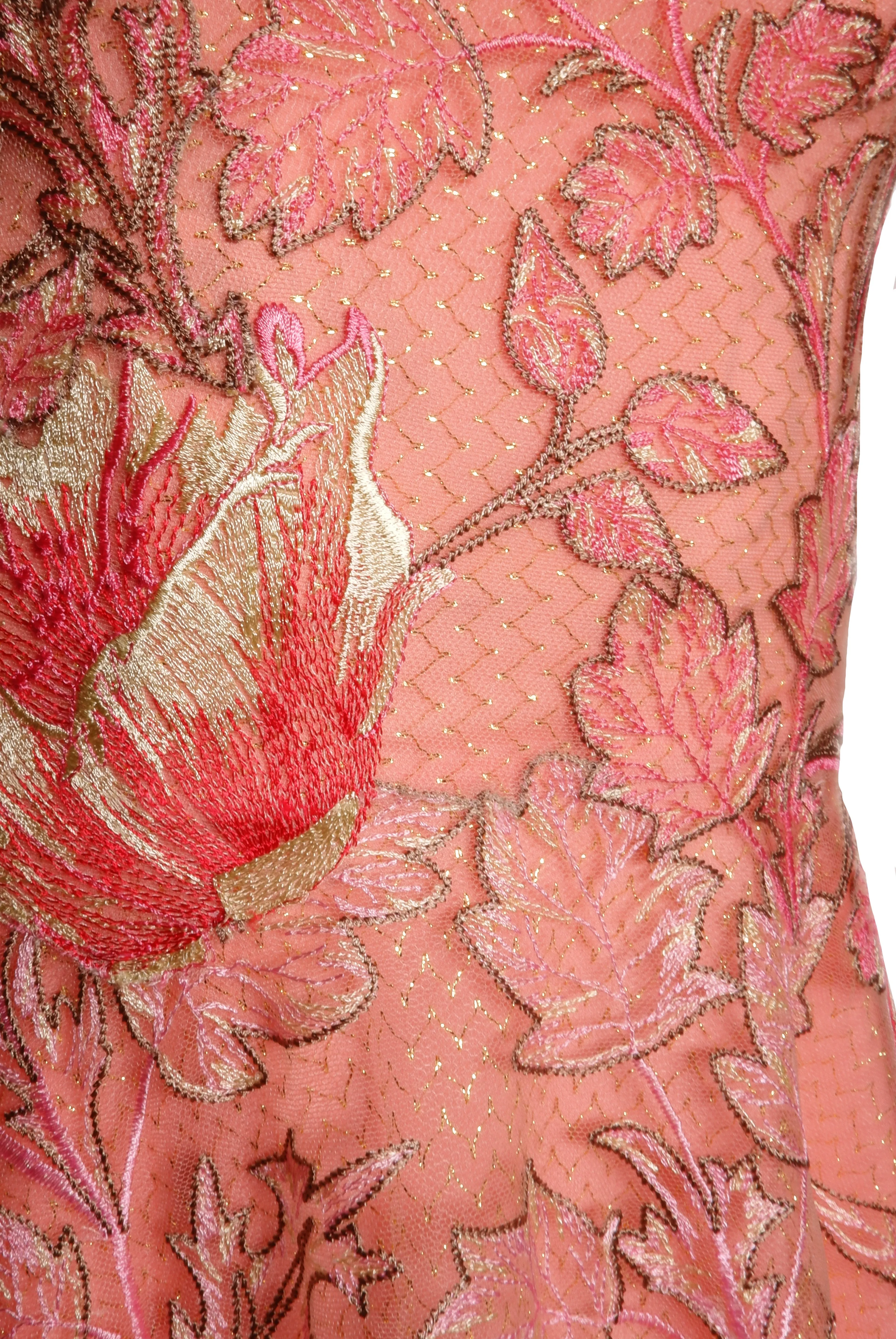 Floral Short Sleeve Illusion Neckline Cocktail Dress sold by Naeem Khan product image thumbnail 3