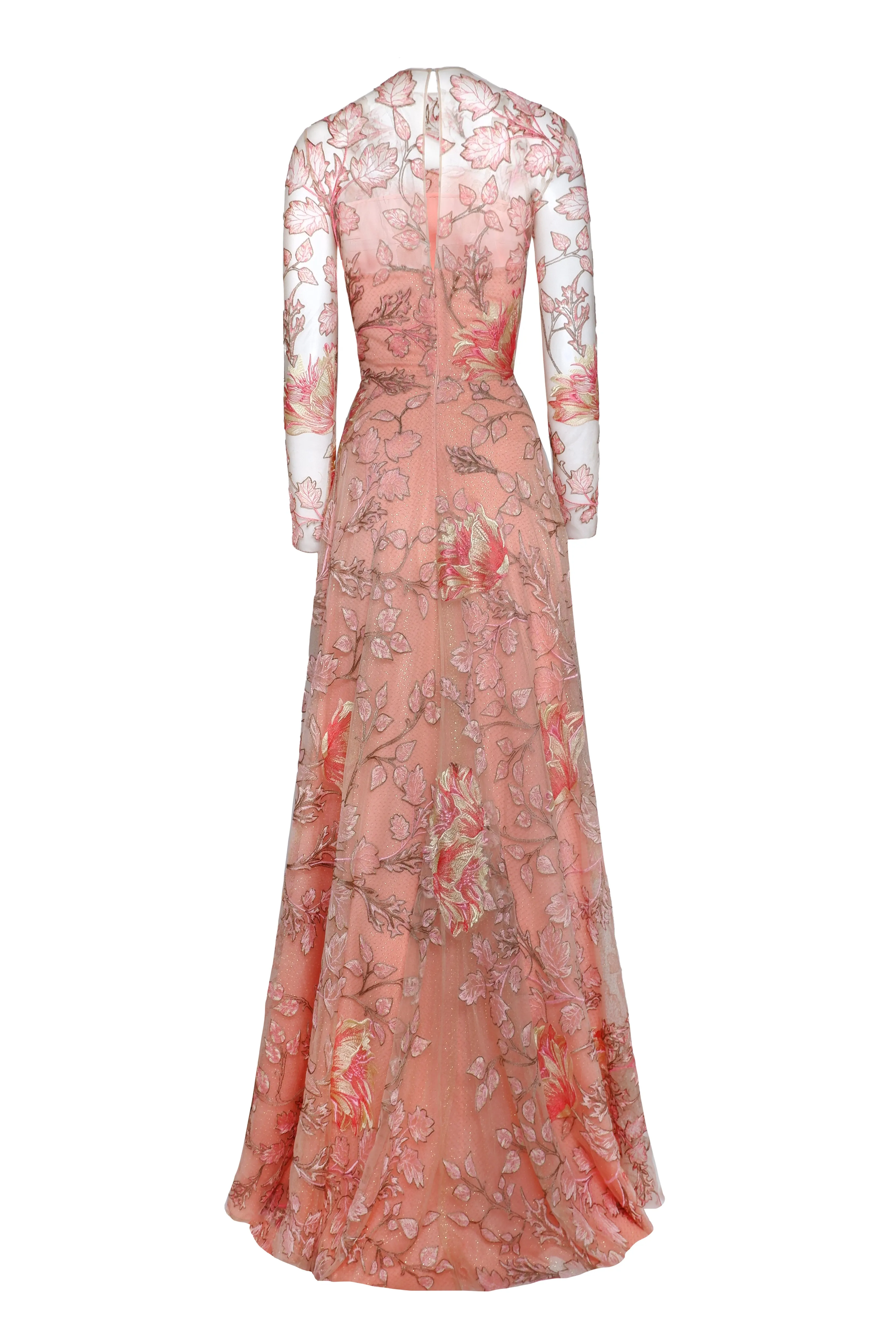 Floral Long Sleeve Illusion Neckline Gown sold by Naeem Khan product image thumbnail 2