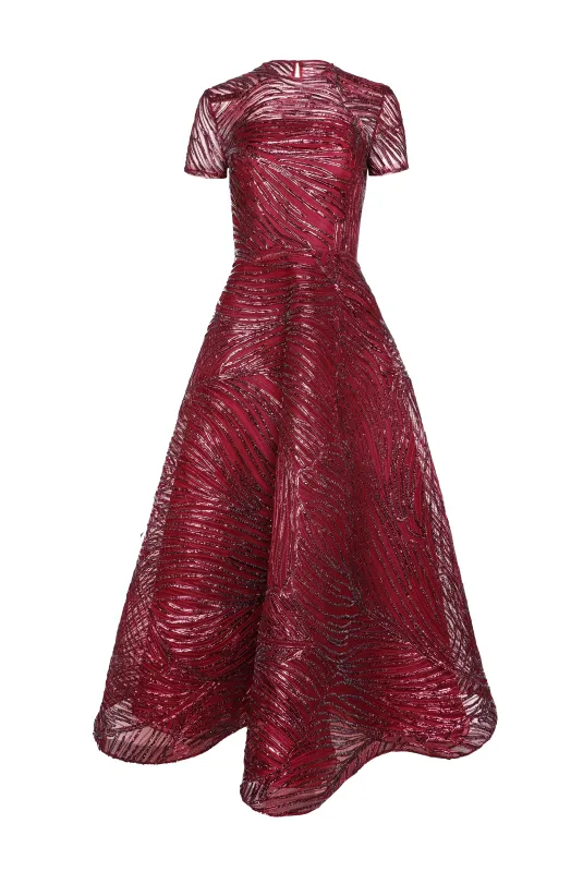 Raffia Short Sleeve Illusion Neckline Cocktail Dress sold by Naeem Khan