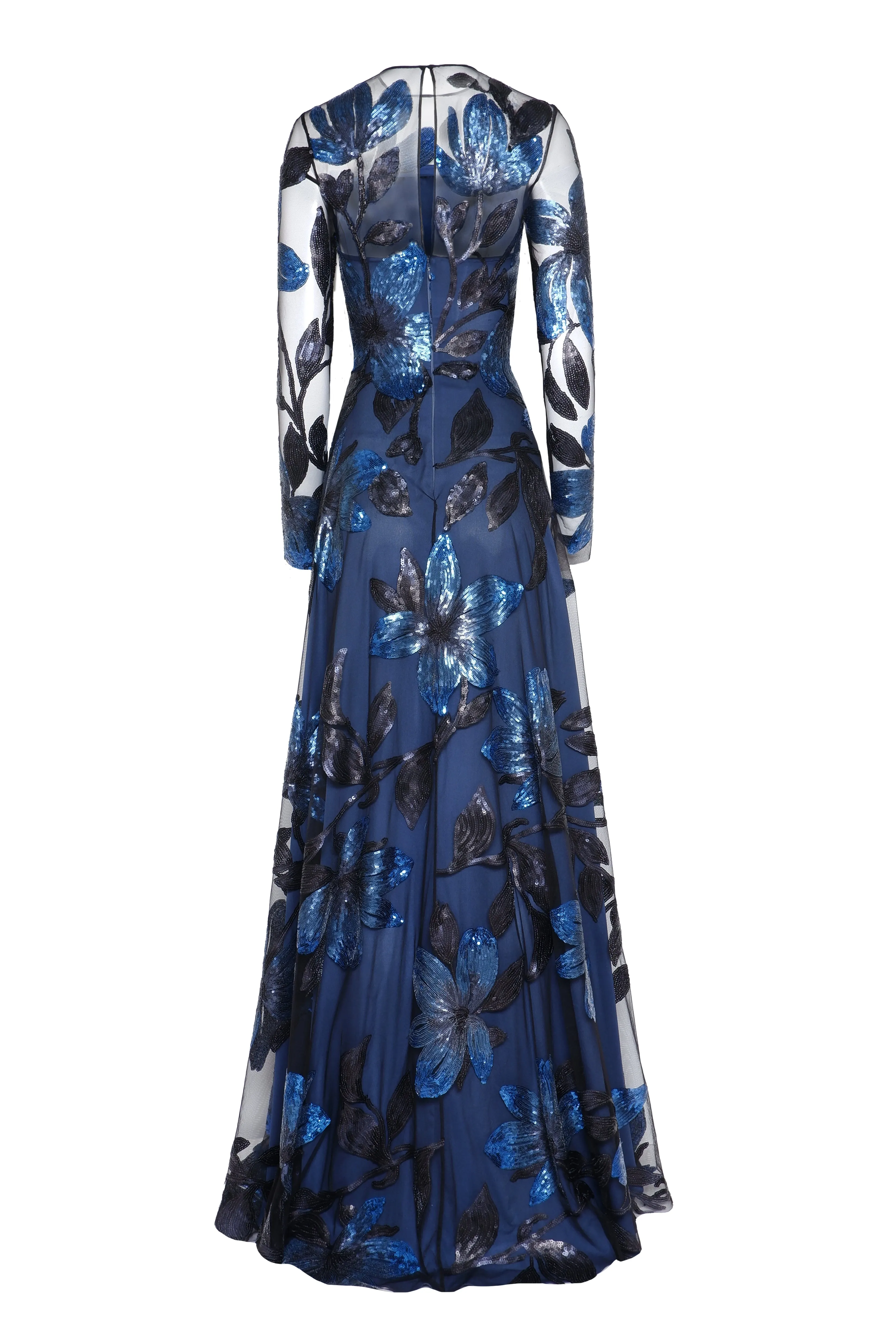 Floral Applique Long Sleeve Crew Neck Gown sold by Naeem Khan product image thumbnail 2