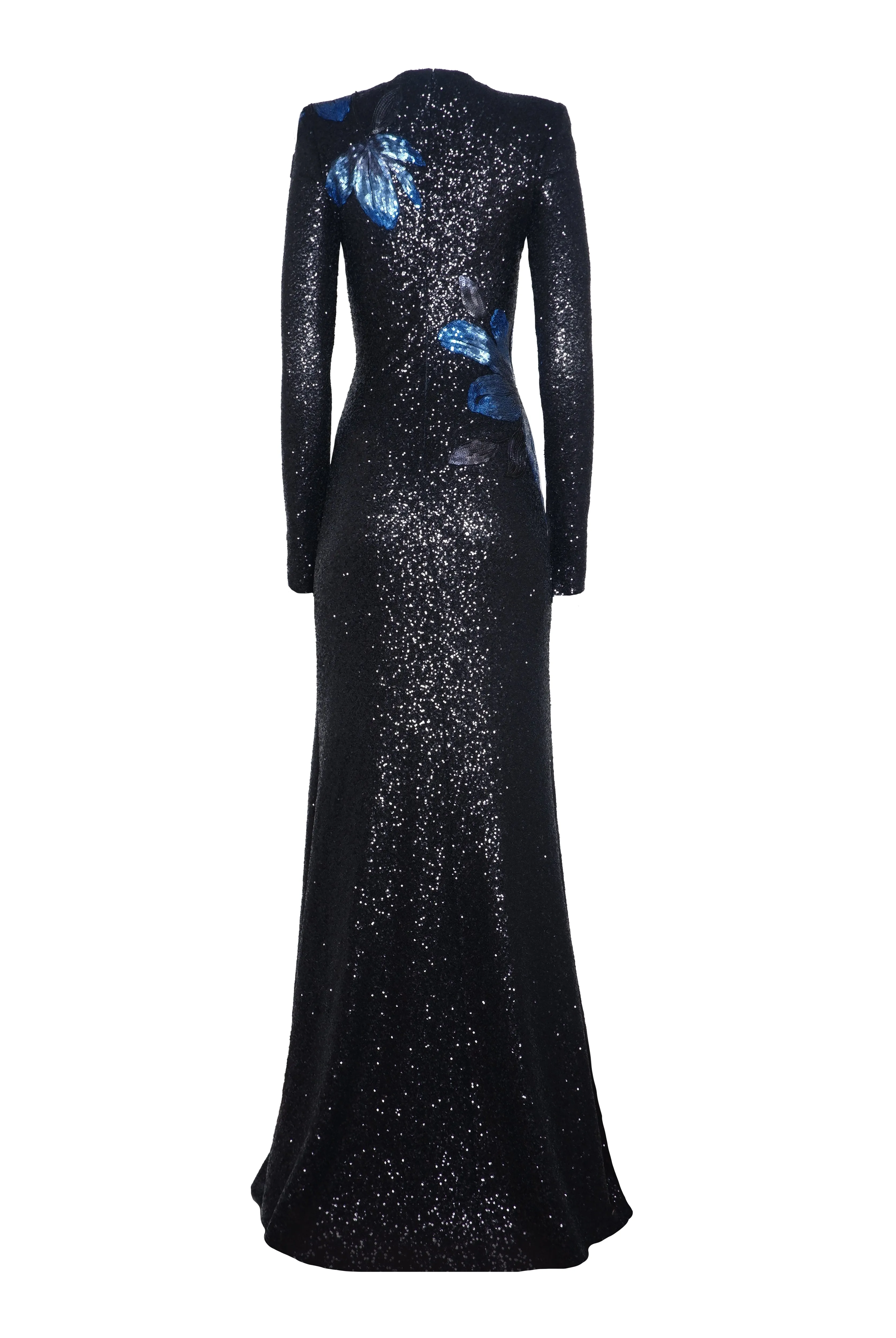 Stretch Sequin Long Sleeve Floral Applique Gown sold by Naeem Khan product image thumbnail 2