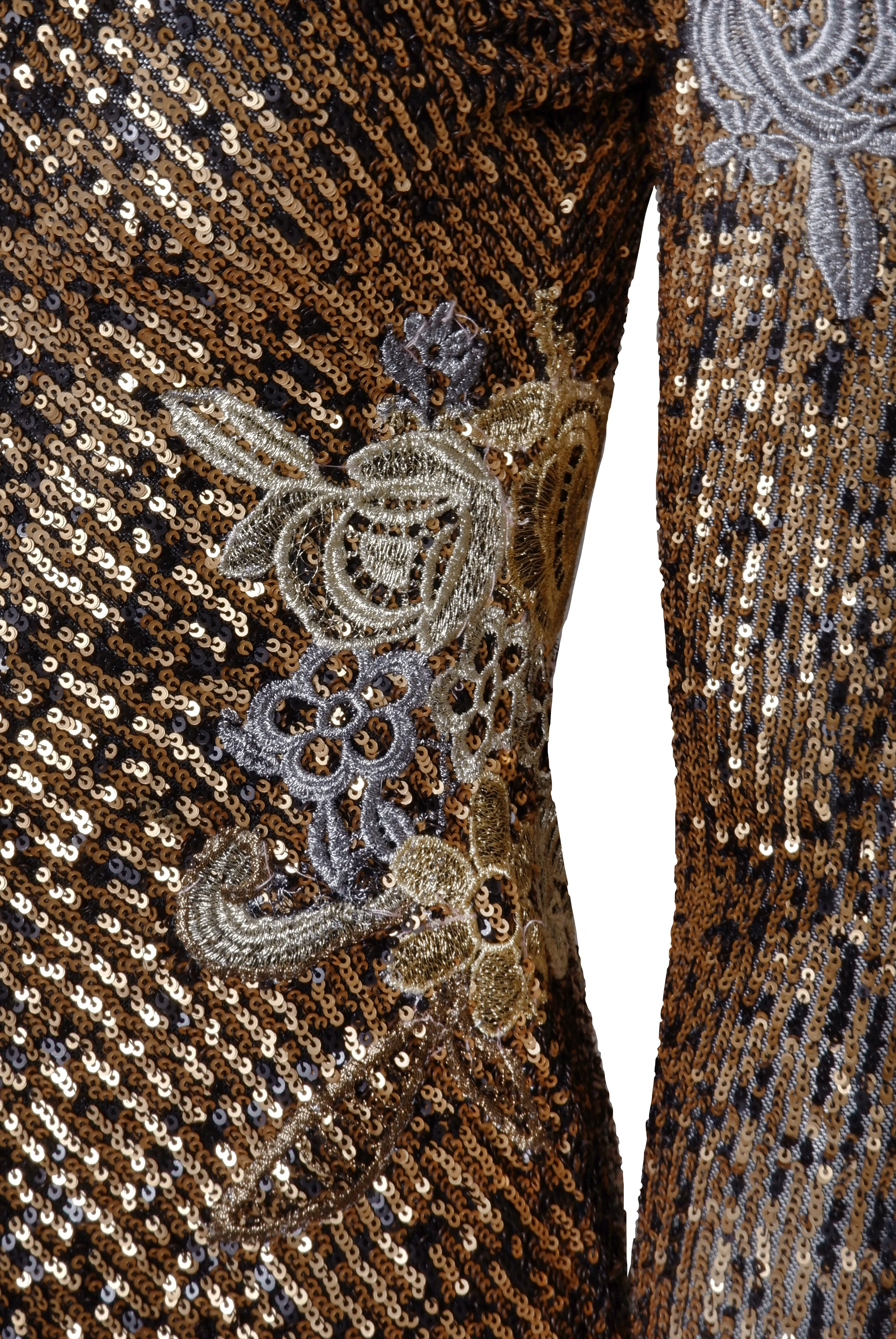 Stretch Sequin Long Sleeve Floral Applique Dress sold by Naeem Khan product image thumbnail 3