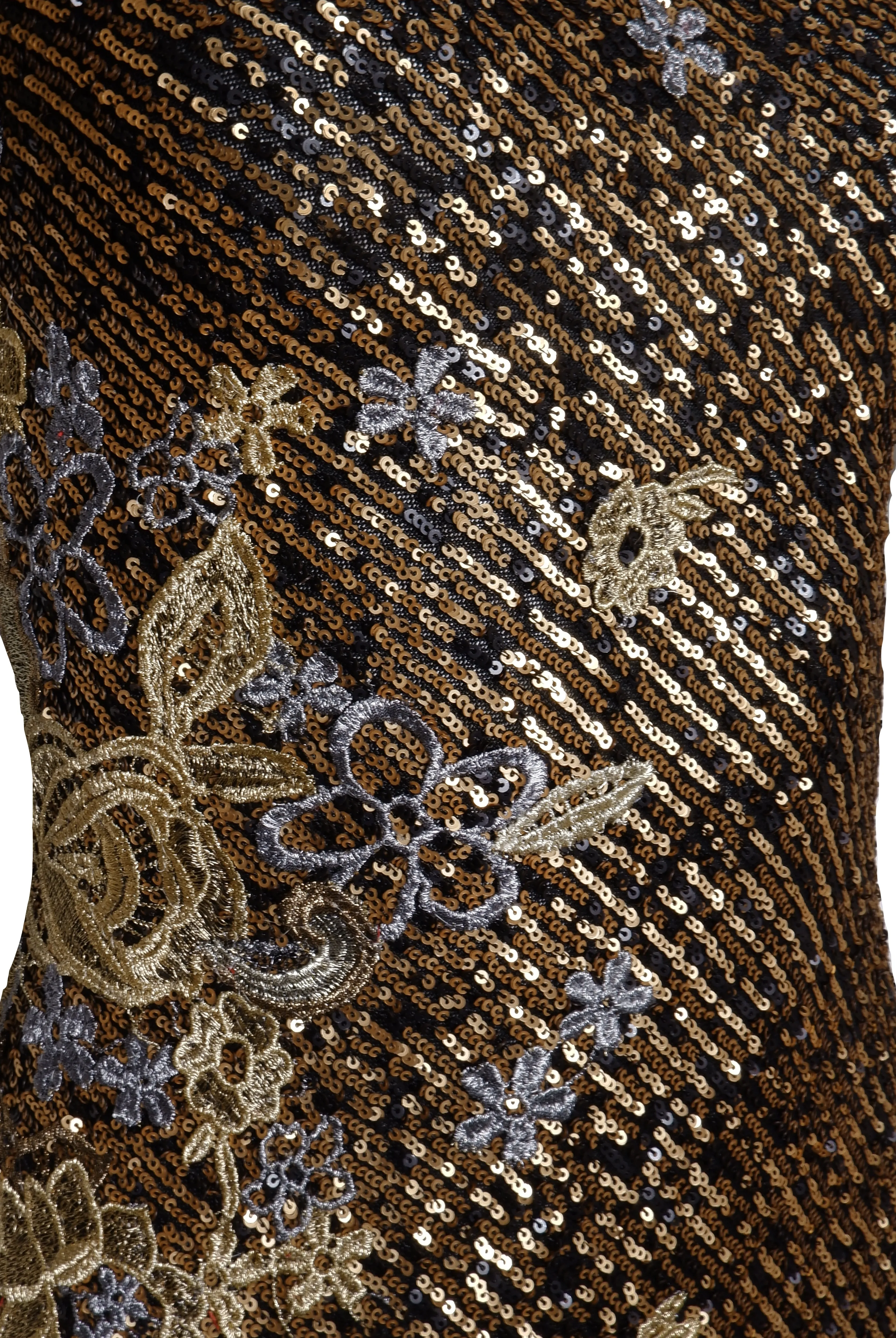 Stretch Sequin Short Sleeve Floral Applique Gown sold by Naeem Khan product image thumbnail 3