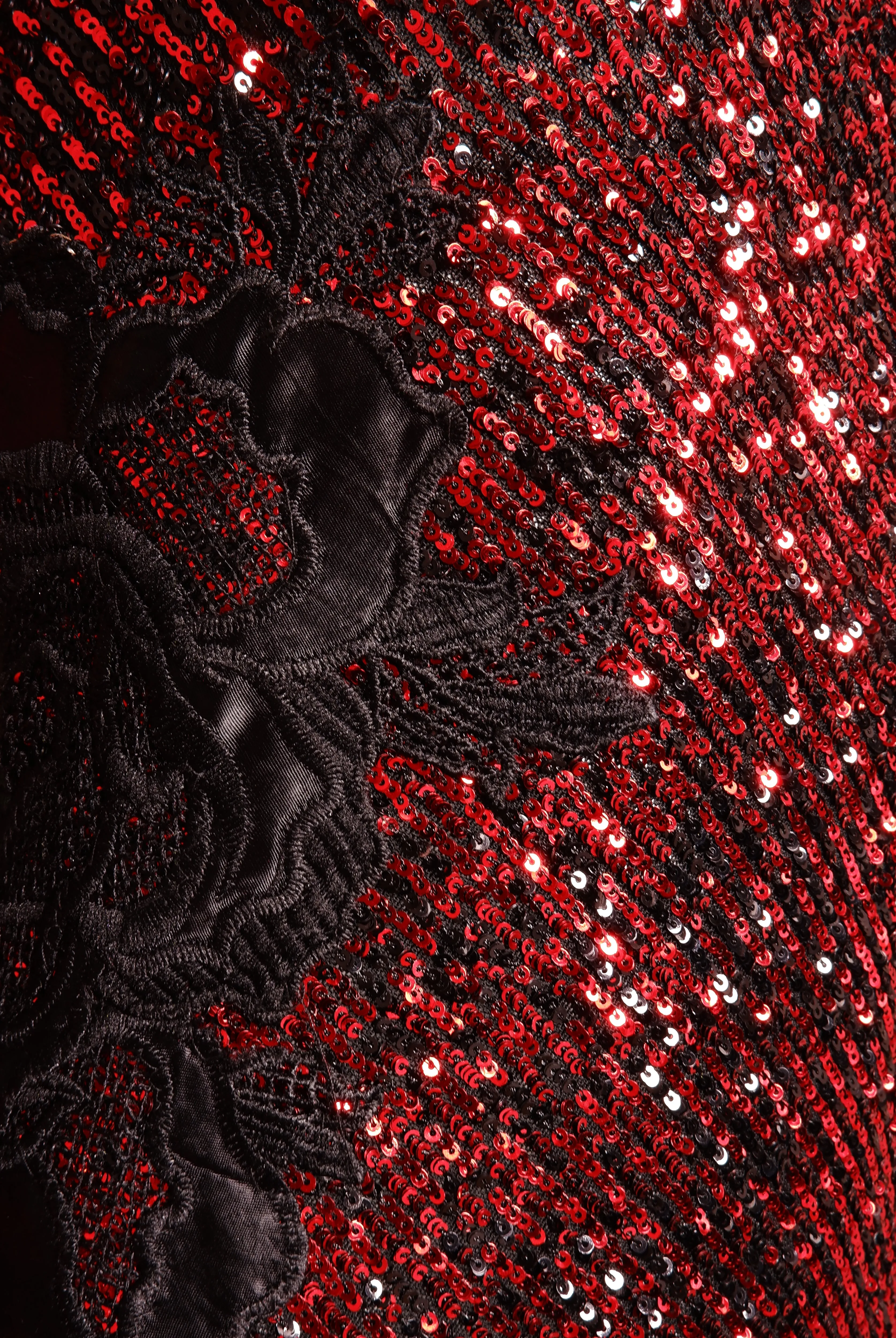 Stretch Sequin Long Sleeve Lace Applique Gown sold by Naeem Khan product image thumbnail 3