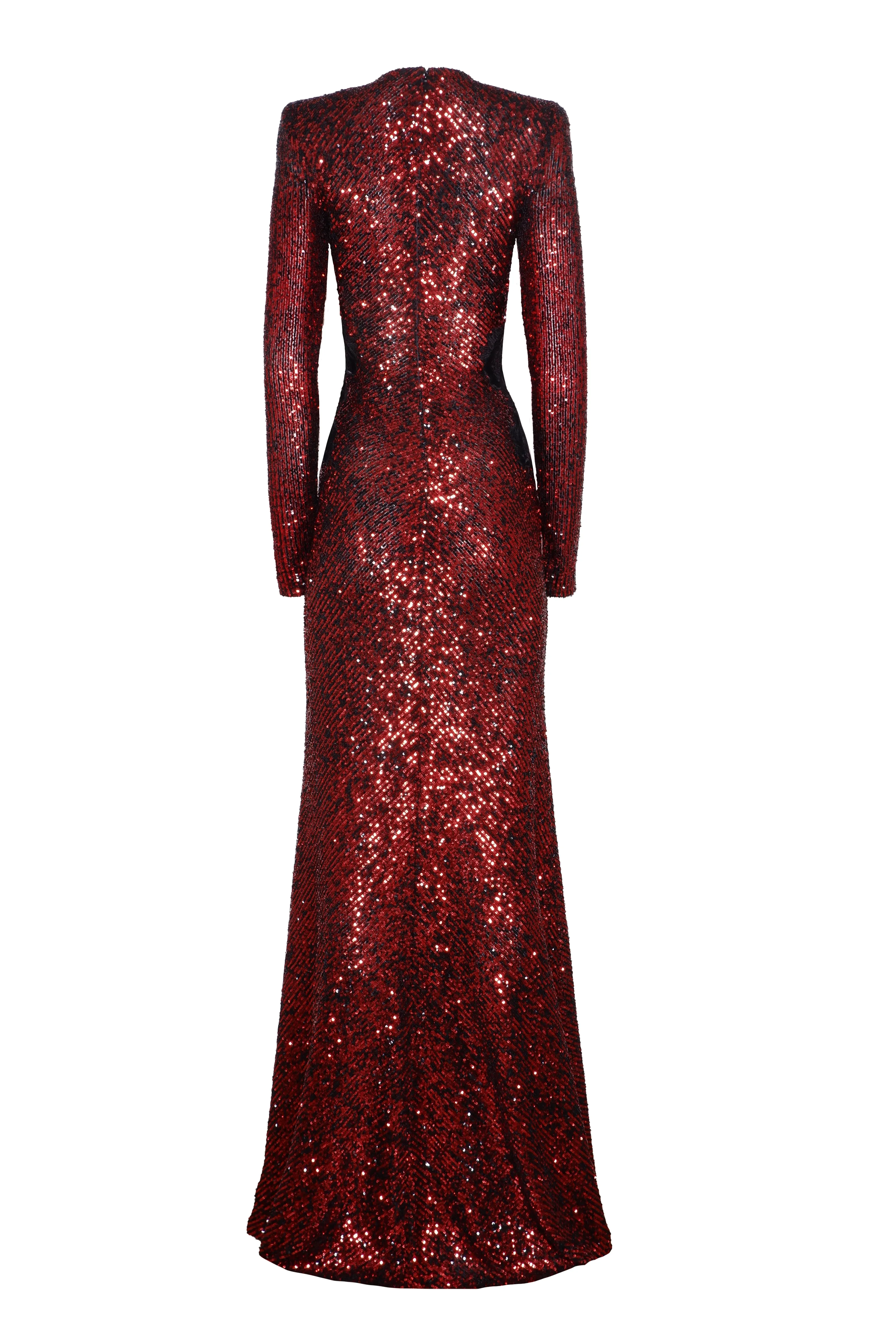Stretch Sequin Long Sleeve Lace Applique Gown sold by Naeem Khan product image thumbnail 2