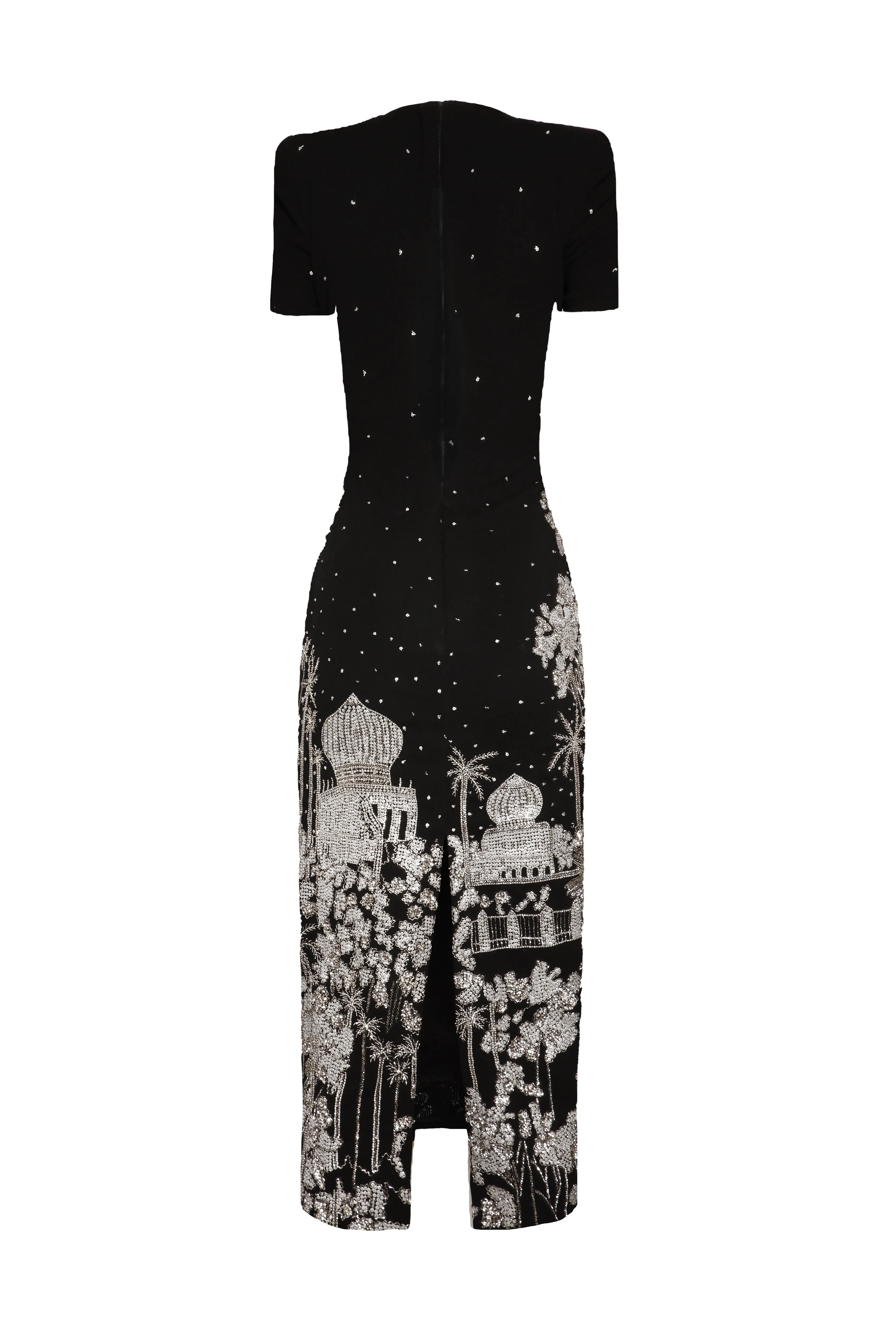 EMBROIDERED SHORT SLEEVE TEA-LENGTH DRESS sold by Naeem Khan product image thumbnail 2