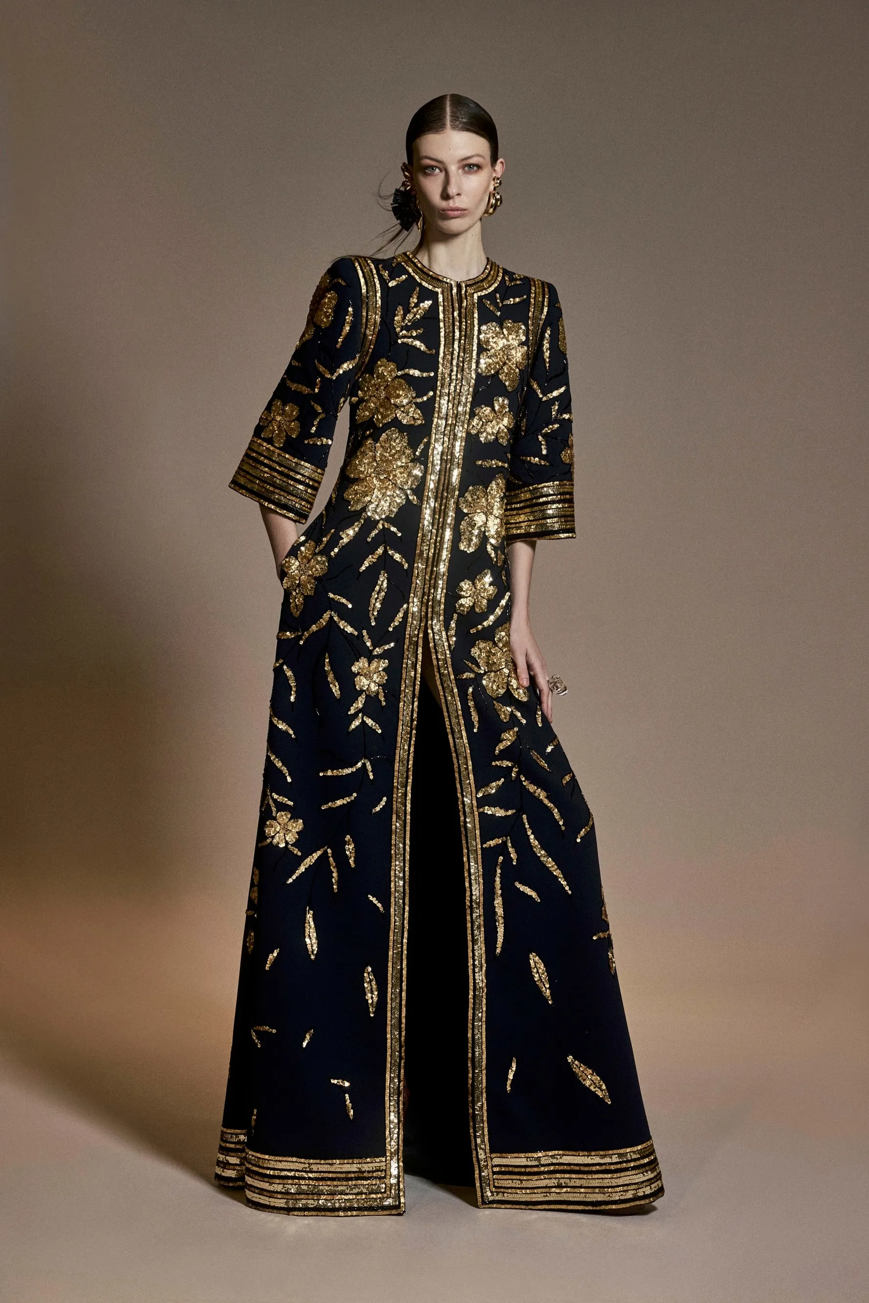 EMBROIDERED FLOOR LENGTH COAT sold by Naeem Khan
