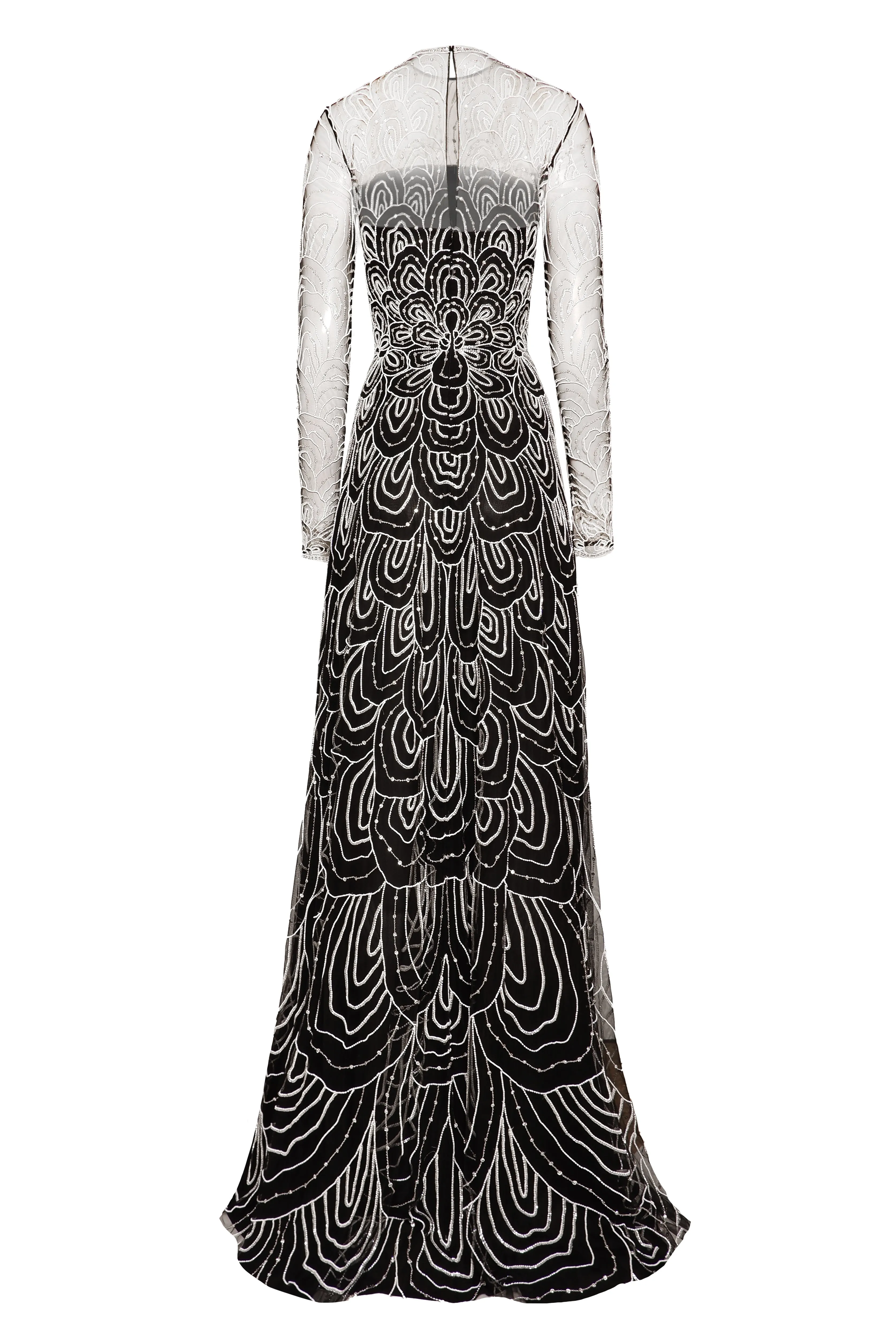EMBROIDERED JEWEL NECK LONG SLEEVE GOWN sold by Naeem Khan product image thumbnail 2
