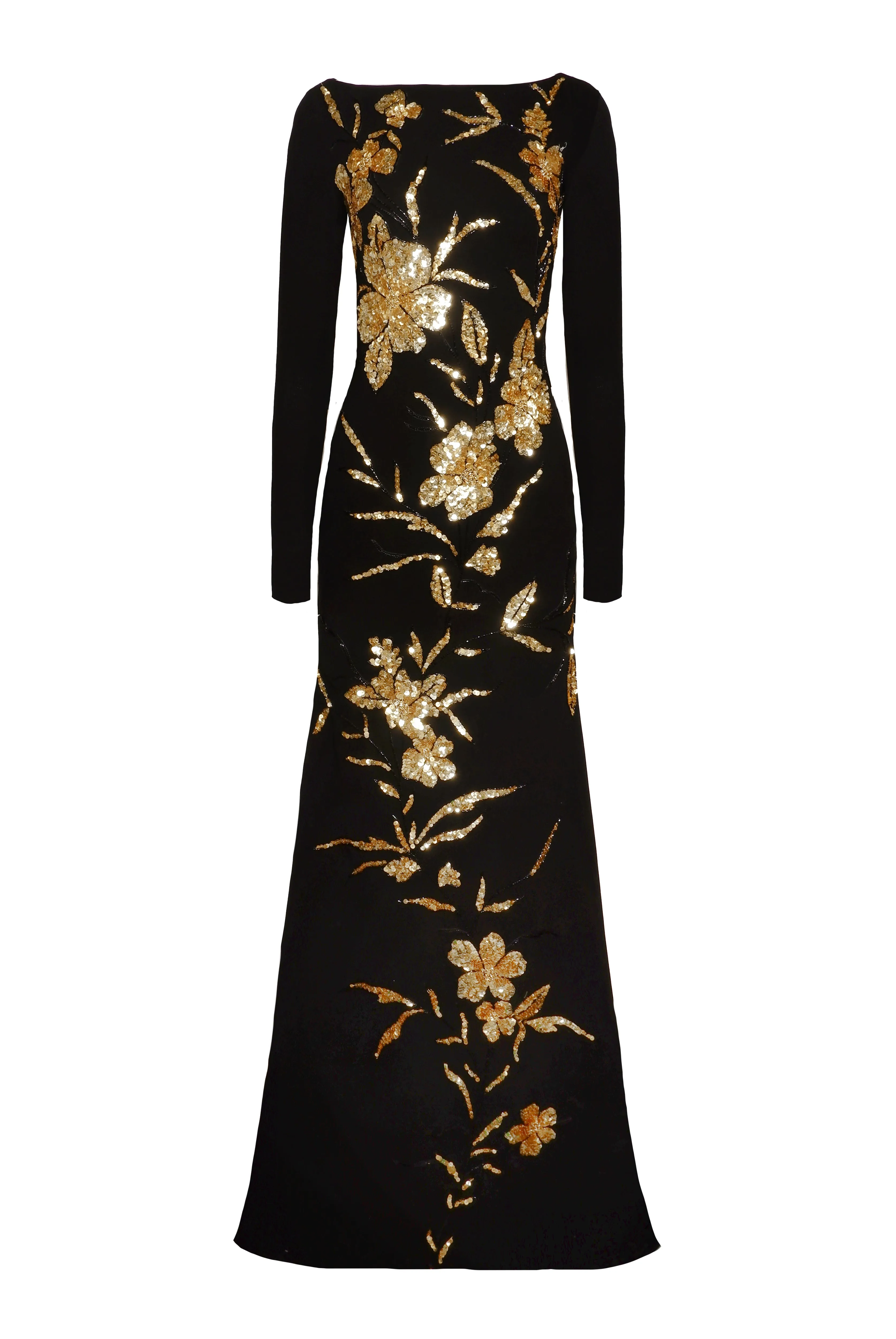 EMBROIDERED BOAT NECK LONG SLEEVE FIT-AND-FLARE GOWN sold by Naeem Khan product image thumbnail 2