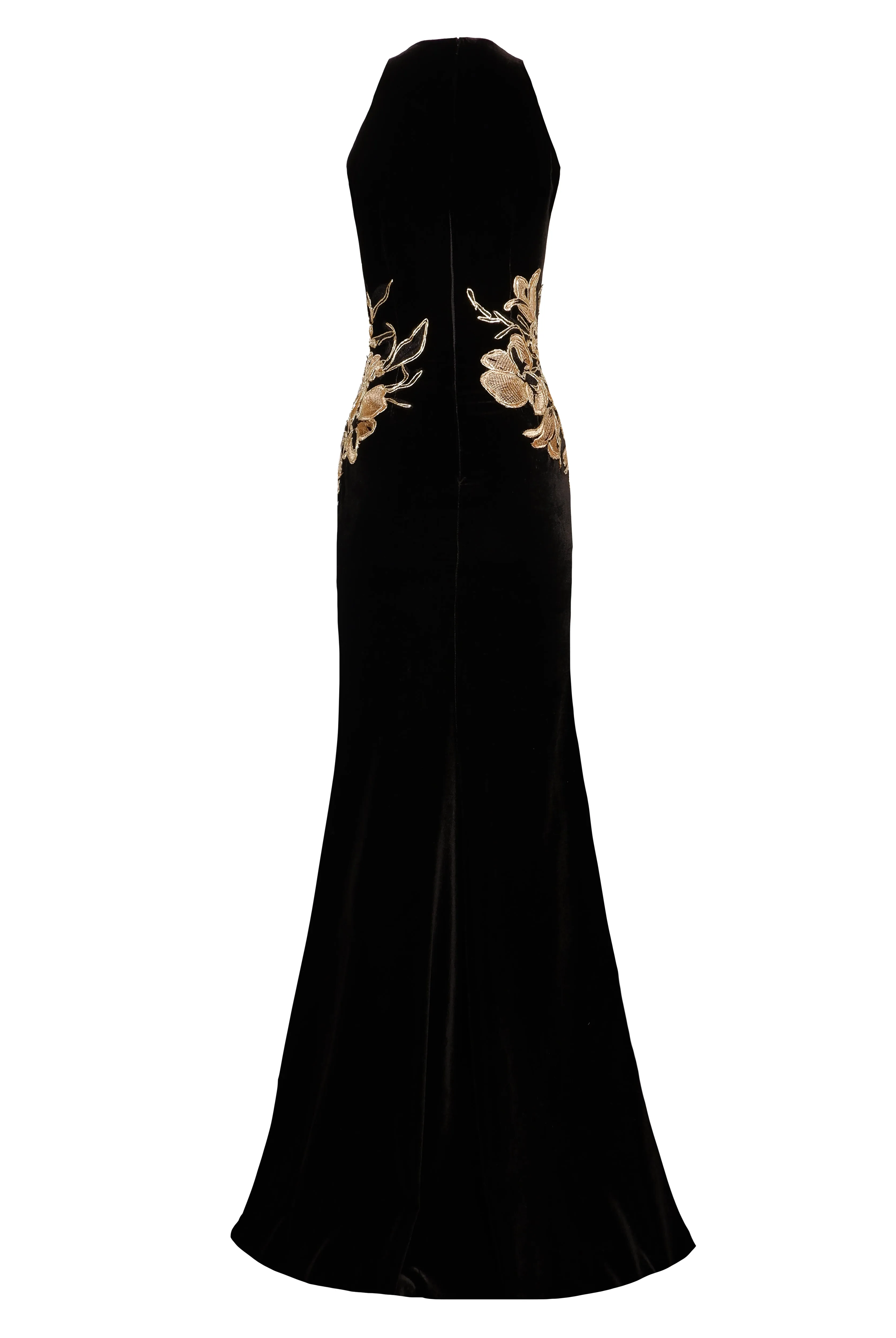 HALTER FIT-AND-FLARE GOWN WITH FLORAL APPLIQUE sold by Naeem Khan product image thumbnail 2
