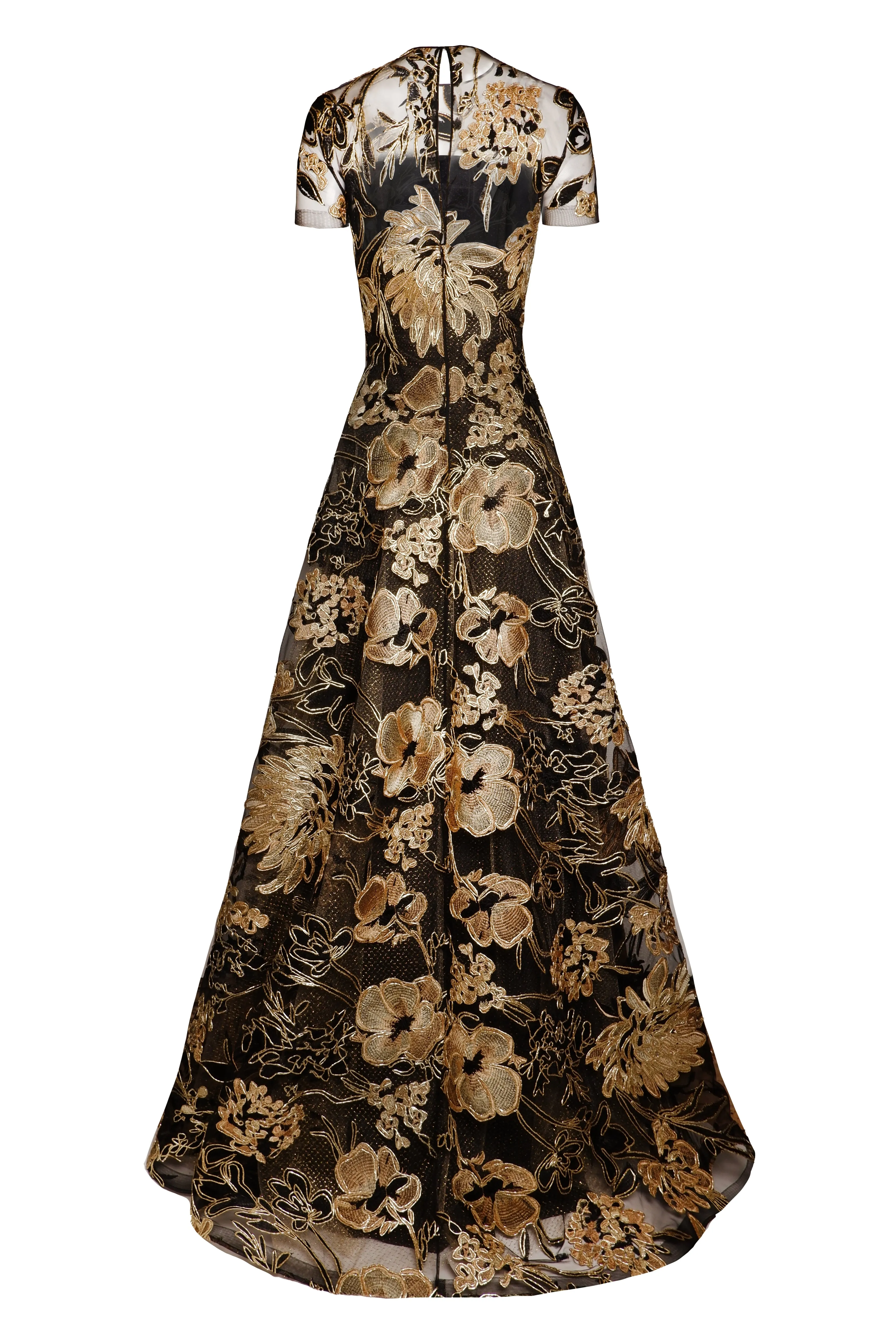 METALLIC RAFFIA JEWEL NECK SHORT SLEEVE GOWN sold by Naeem Khan product image thumbnail 3